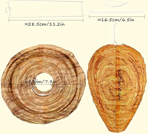 Miniatura 2 de Señuelos impermeables para nido de avispas colgantes, disuasorios de avispas, tela falsa, nido de avispas, disuasorio de señuelos de abeja no tóxico