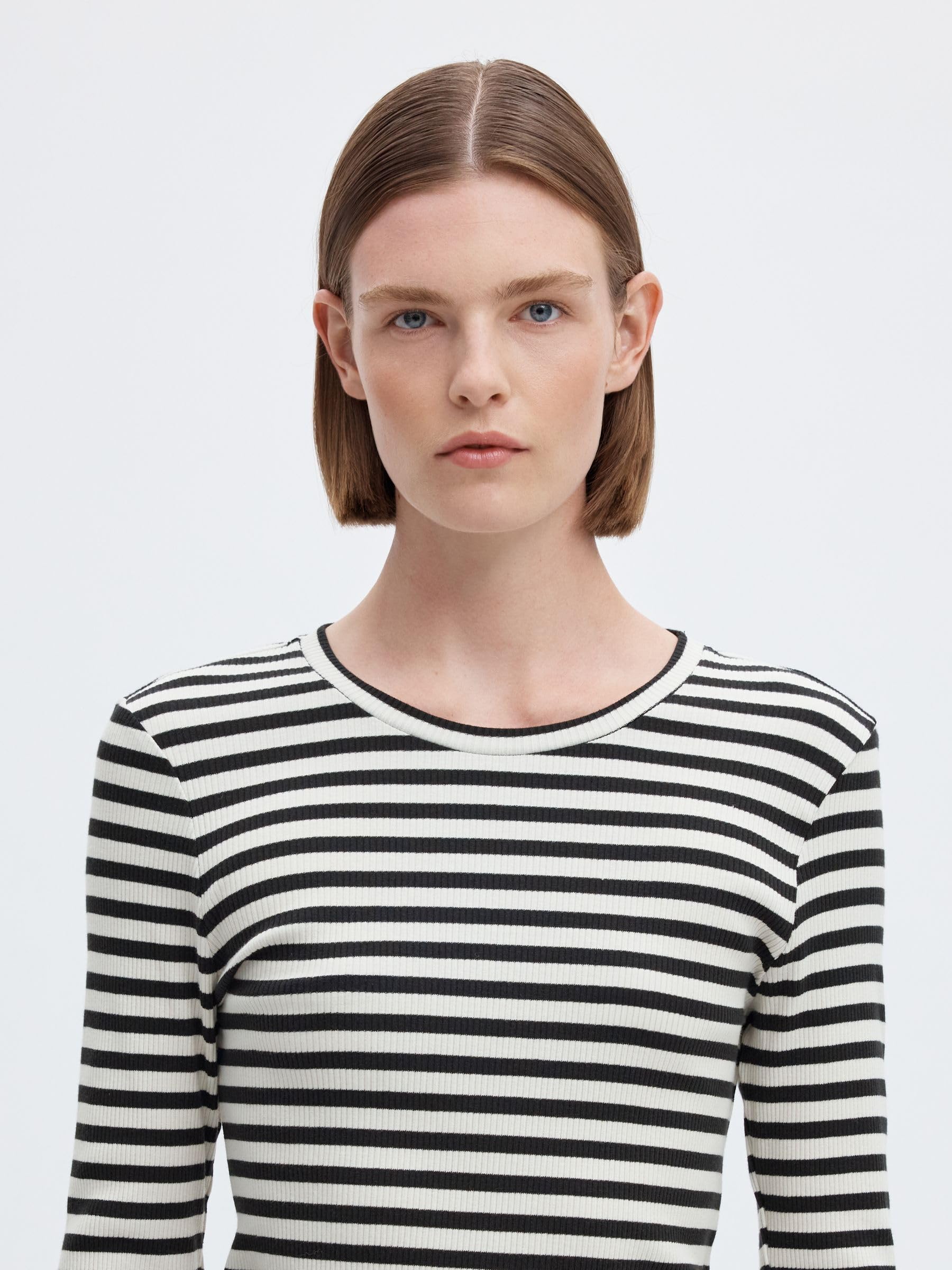 SELECTED FEMME Slfanna LS Crew Neck Tee STR S Noos T-Shirt Donna