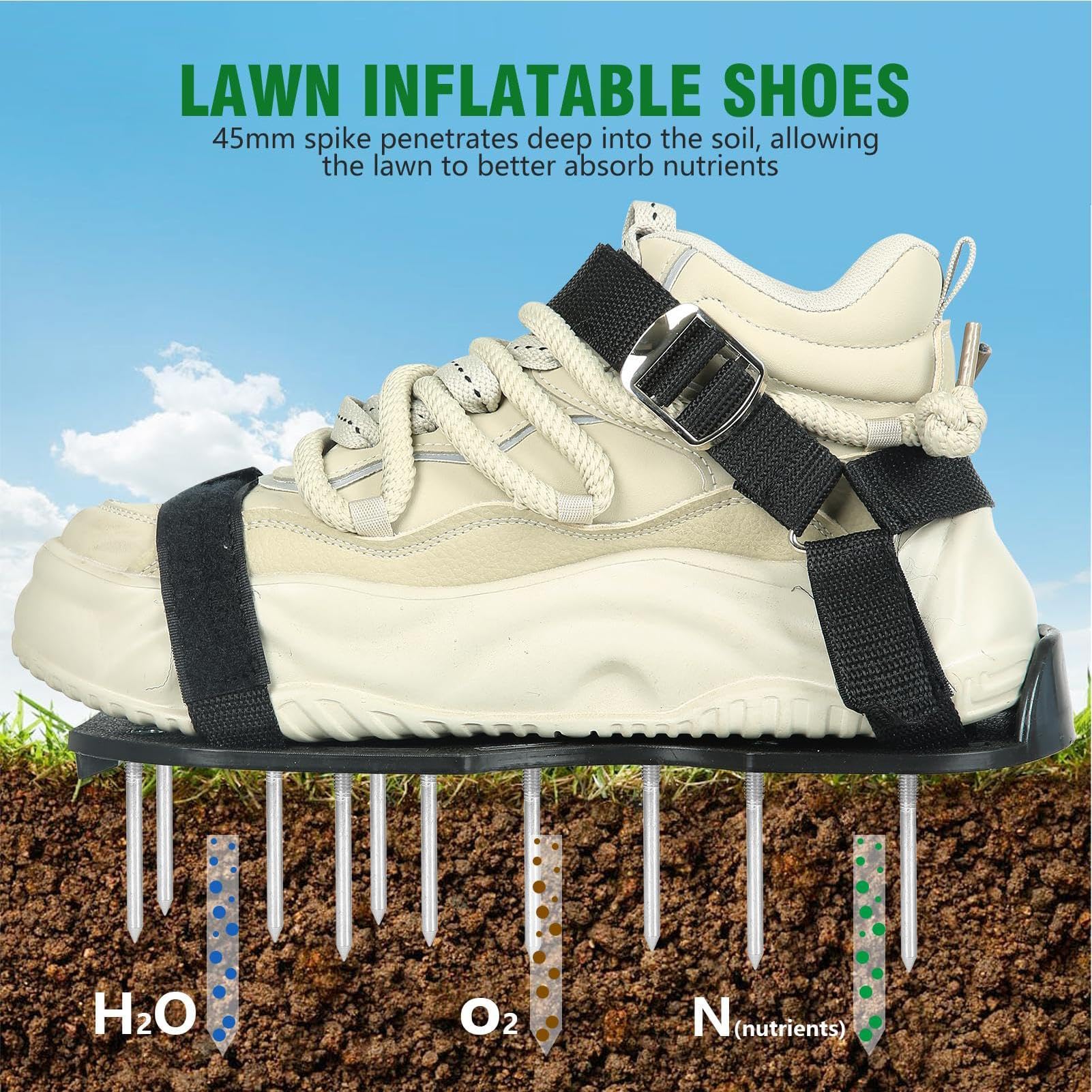 Grass Aerator, chaussures d'aération pour pelouse Aérateur de sol de