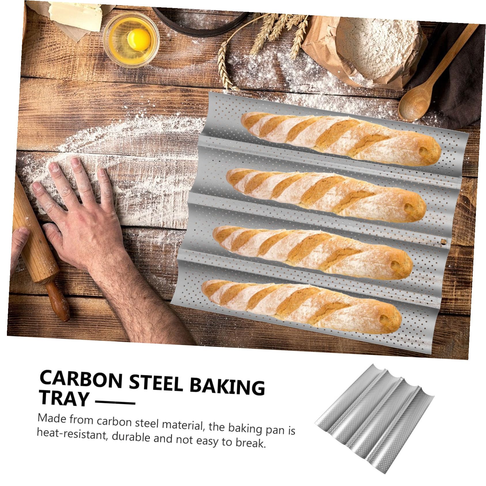 Vierfach Baguette Backblech aus Antihaft Stahl Französische Brotform Energiesparend für Küche und Bäckerei