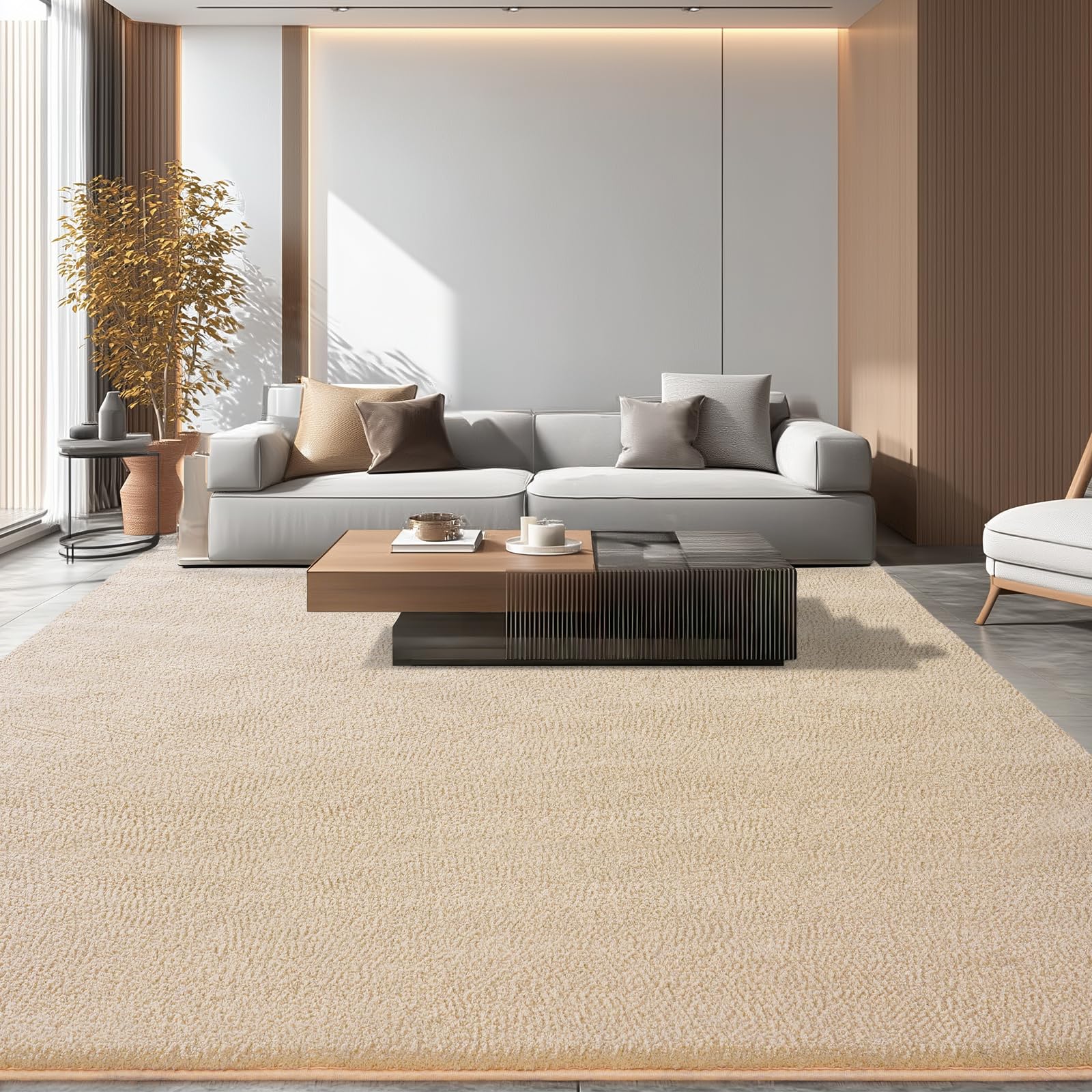 iEvery Waschbarer Kuscheliger Kurzflor Teppich Moderner Wohnzimmerteppich, Weich & Pflegeleicht Carpet rutschfest für Wohnzimmer, Schlafzimmer, Bettvorleger & Kinderzimmer Deko