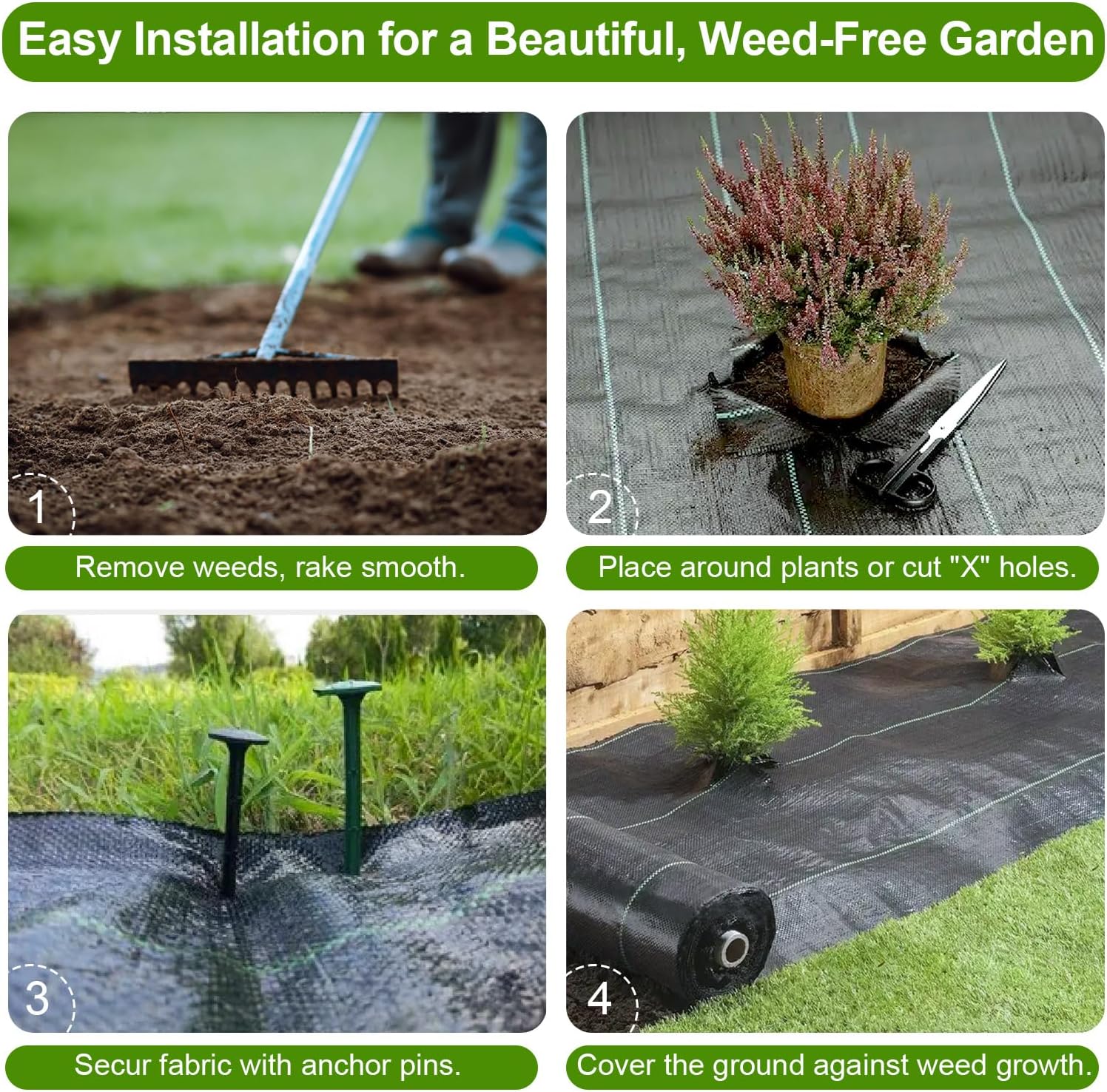 6FT x 50 FT Weed Barrier Fabric, Heavy Duty Landscape Fabric Woven Weed Blocker Ground Cover Durable Garden Bed Liner for Driveway, Orchard, Vegetable Garden, Greenhouse