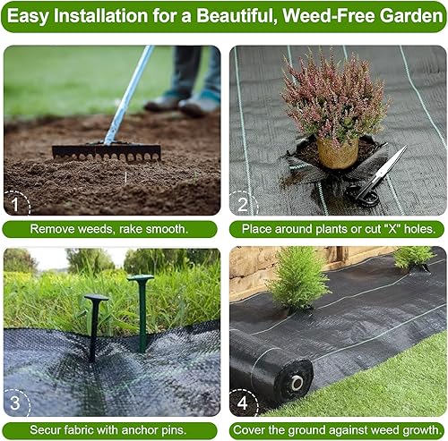 Miniatura 4 de Tela de barrera de malezas de 6 x 50 pies, tela resistente para paisaje, cubierta de suelo, revestimiento duradero para cama de jardín para entrada,