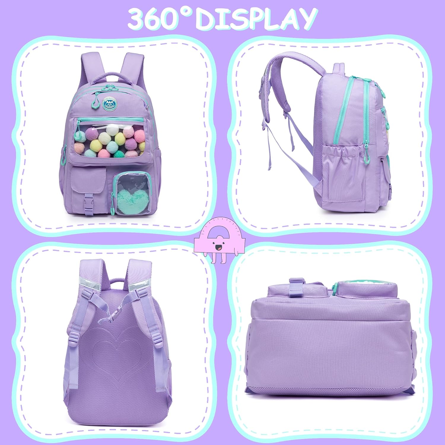 Cute Backpack for Girls Aesthetic Backpack School Backpack for Girls Backpack with Lunch Box Back to School Supplies