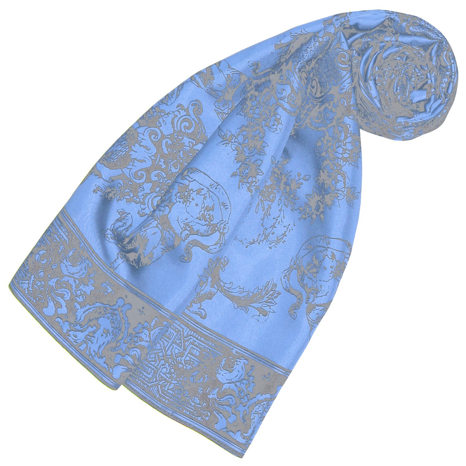 LORENZO CANA Foulard pour la femme – écharpe de 100% soie pour le printemps et l´été, carré avec les mesures de 90 x 90 cm – en bleu clair bronze