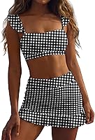 ANRABESS Women's High Waisted Bikini Skirt Set with Built-in Bottoms - Two Piece Swimsuit for Beach Pool Vacation