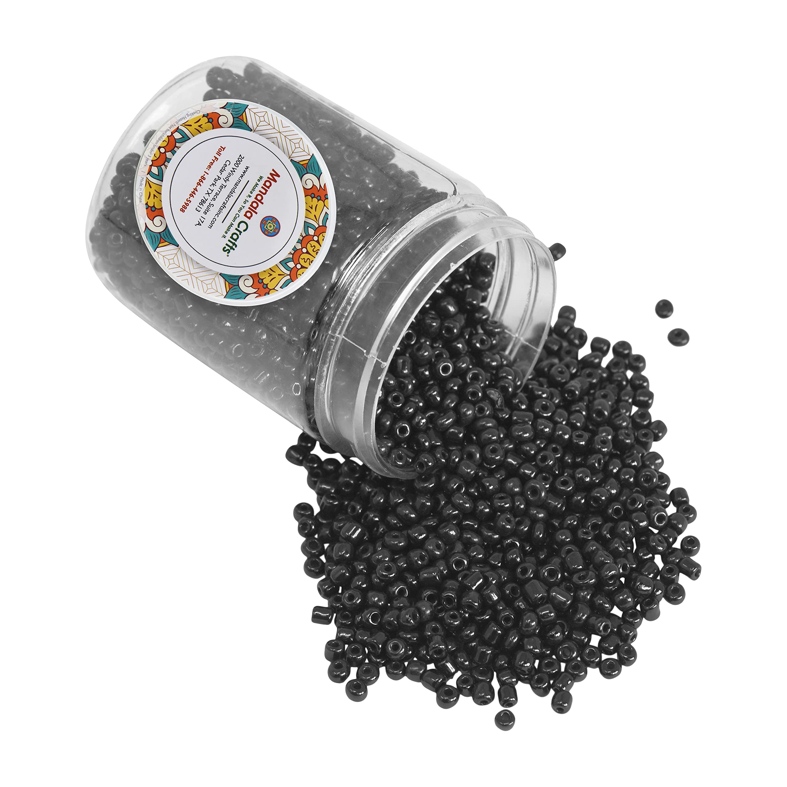 Mandala Crafts 4mm Black Round 6/0 Glass Seed Beads for Beadwork