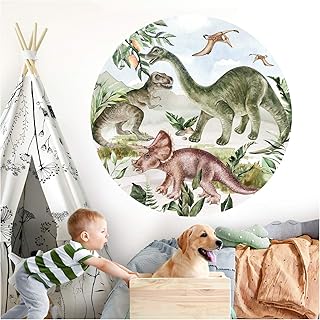 Little Deco Wandsticker Kinderzimmer Wandtattoo Dinosaurier 120 cm rund Wanddeko Spielzimmer Sticker Kind Wandaufkleber Ju...