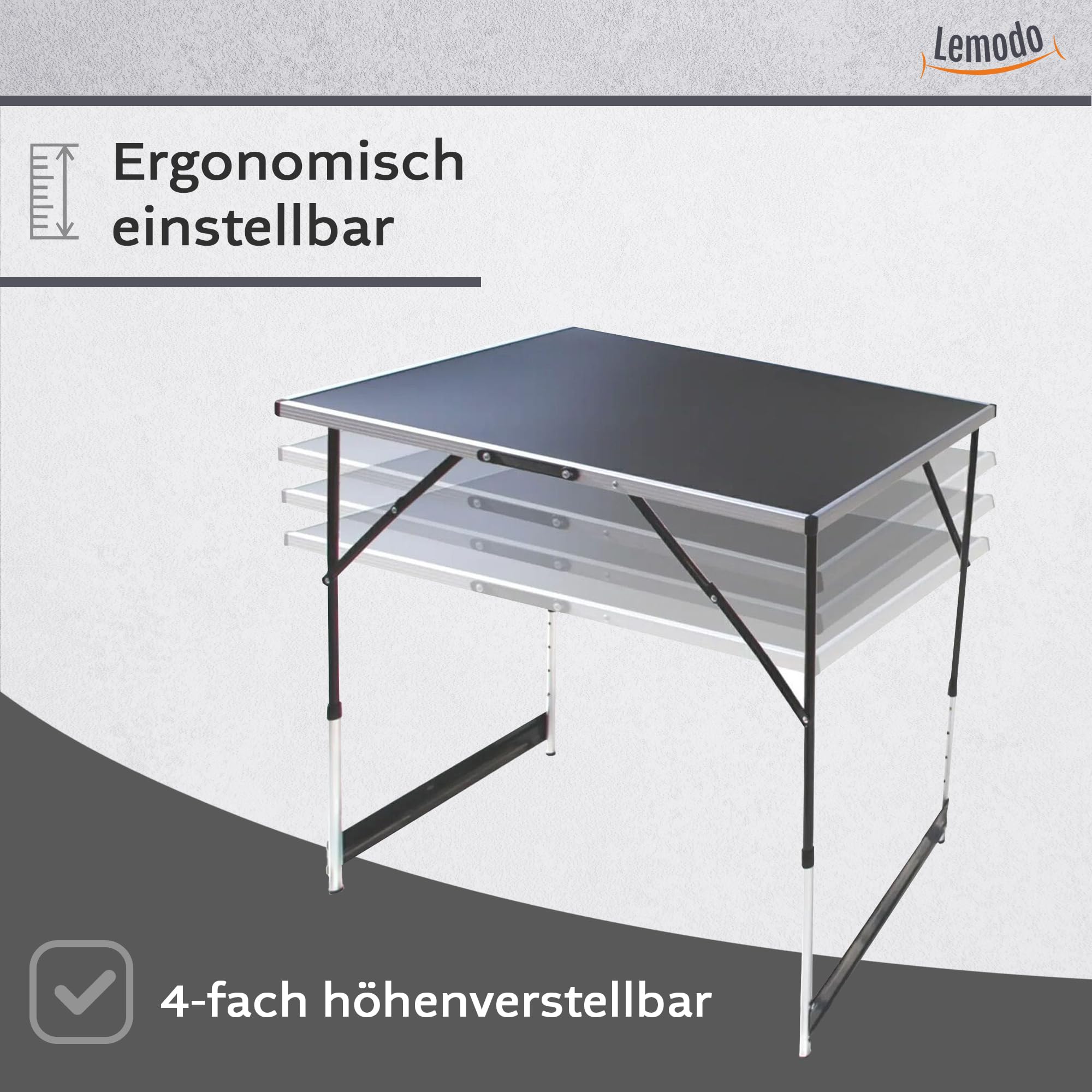 Lemodo Tapeziertisch 3-teilig klappbar – höhenverstellbarer Multifunktionstisch Aluminium mit verstärkter Tischplatte, Mehrzwecktisch als Malertisch & Flohmarkttisch, 3 m Arbeitsfläche, 50 kg je Tisch