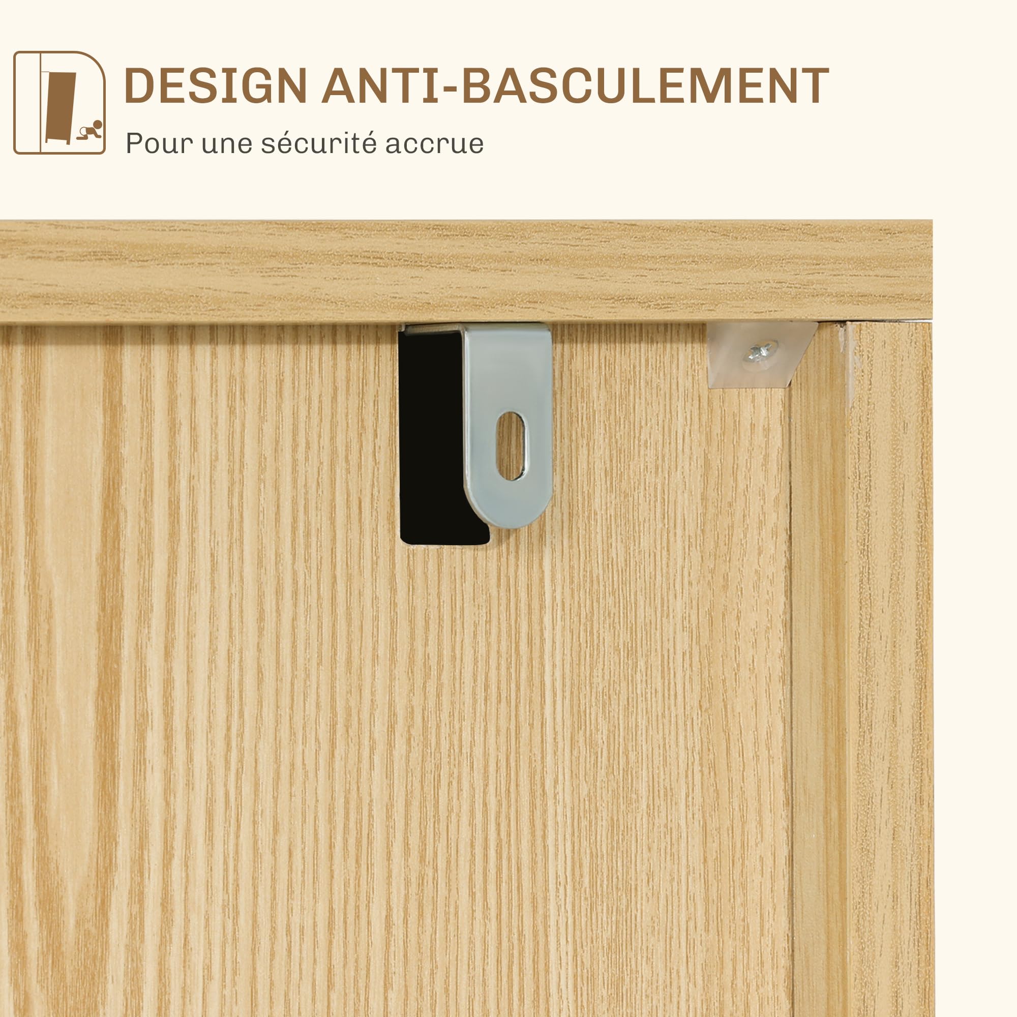 HOMCOM Buffet Salon, Meuble de Rangement avec 3 Portes et étagère réglable, Pieds en Bois de pin, Buffet Salle à Manger Cuisine et Chambre, 91,5 x 35 x 77,4 cm, Blanc et Bois Naturel