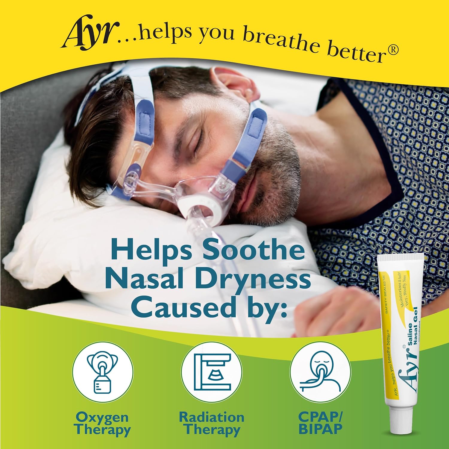 Ayr Saline Nasal Gel with Aloe – Moisturizes Dry Nasal Passages, Soothes Irritated Noses 0.5 oz. (Quantity of 6)