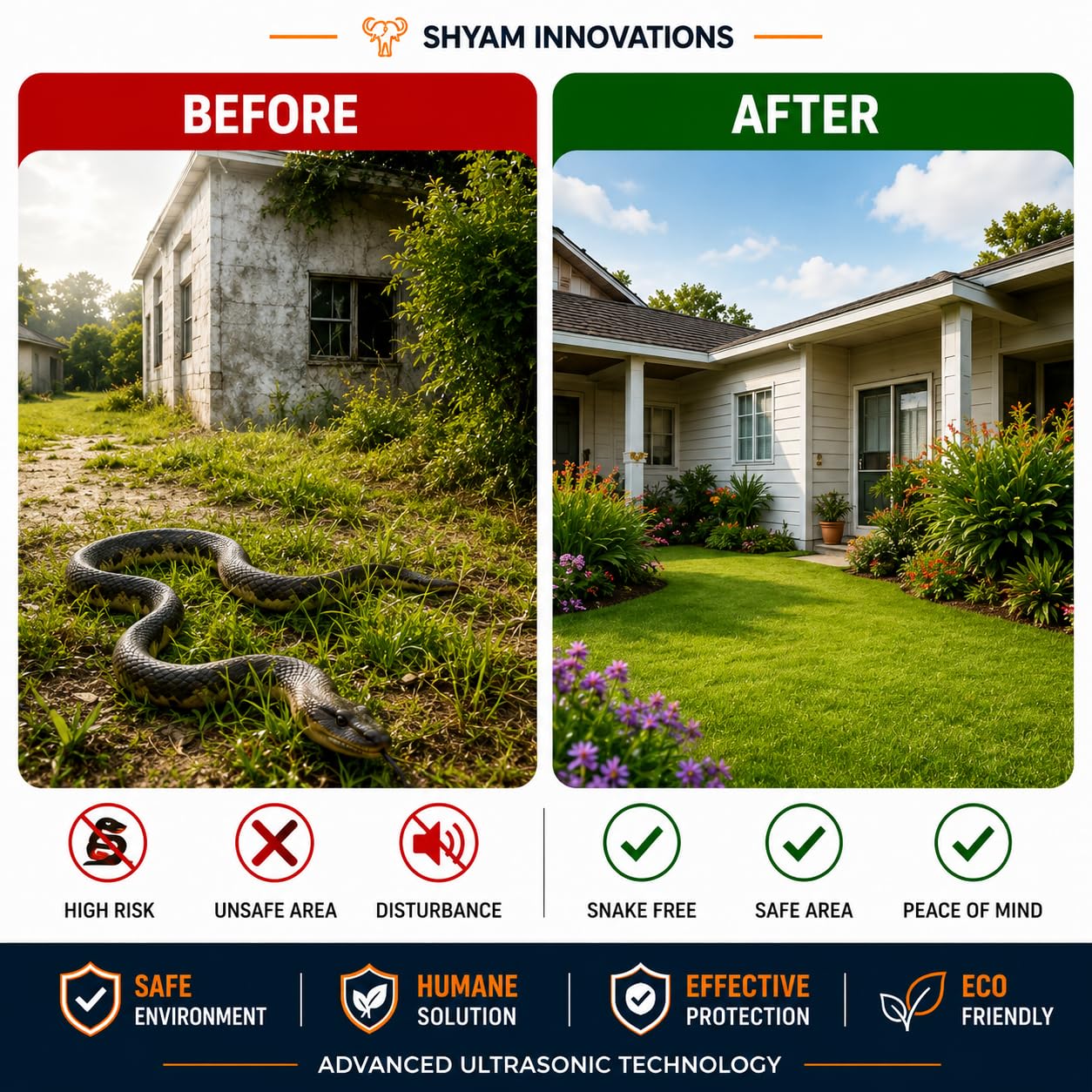 SHYAM INNOVATION Ultrasonic Snake Pest Repellent System with Ultrasonic Wave Sound to Keep Your Indoor-Outdoor Spaces, Surroundings, Safe from All Types of Snakes (Area Cov: 3000 Sq. Feet) 4