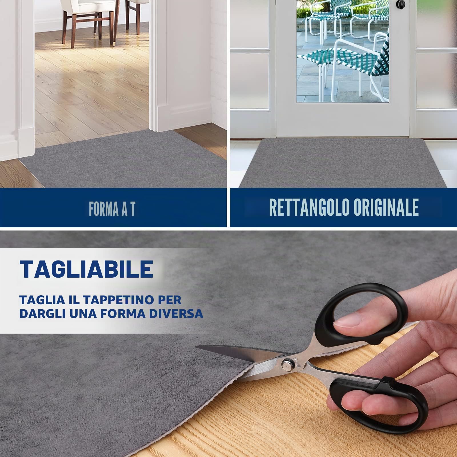 Zerbino per interni, lavabile, zerbino catturasporco, super sottile, resistente, tappeto da cucina assorbente, zerbino antiscivolo