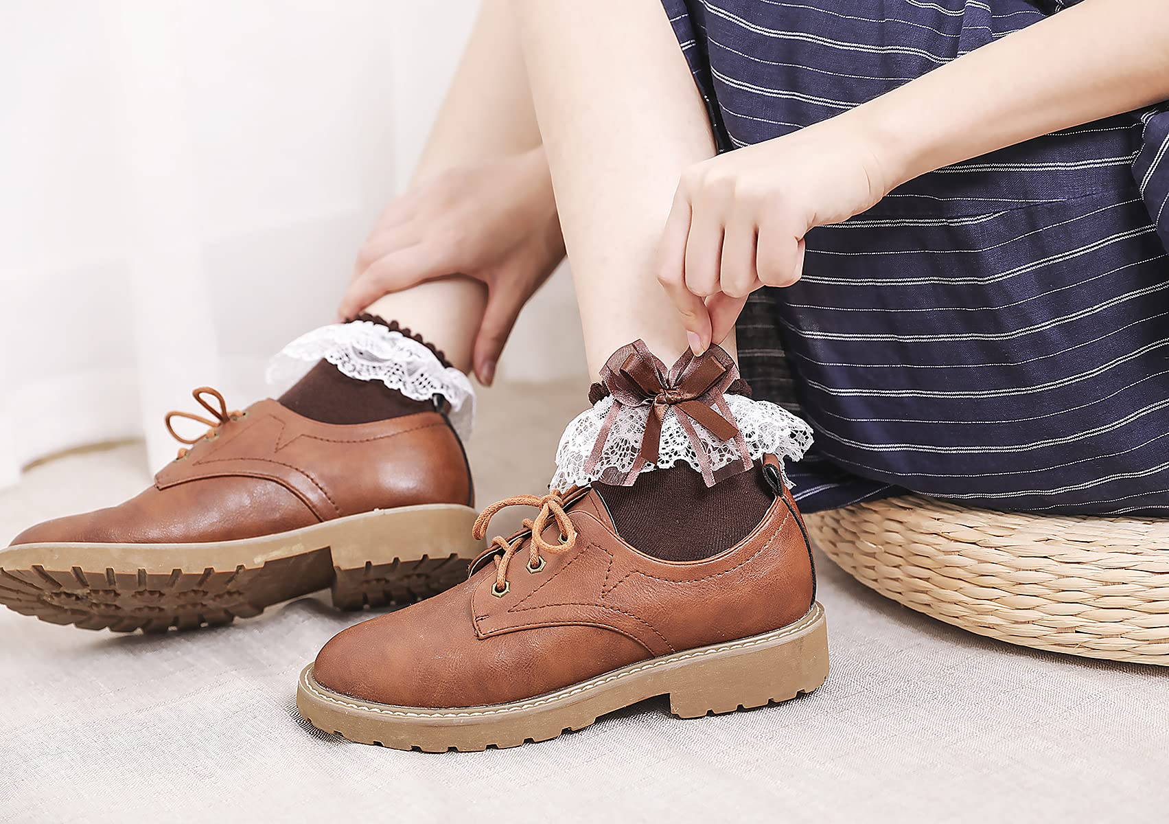 Calcetines de encaje con mariposas para mujer, 3 pares