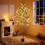 Olive Tree, 6FT Tall Faux Olive Tree with Moss and Planter, Olive Trees Artificial Indoor with Realistic Wood Trunk and Lifelike Fruits, Olive Fake Tree for Home Office Living Room Decor