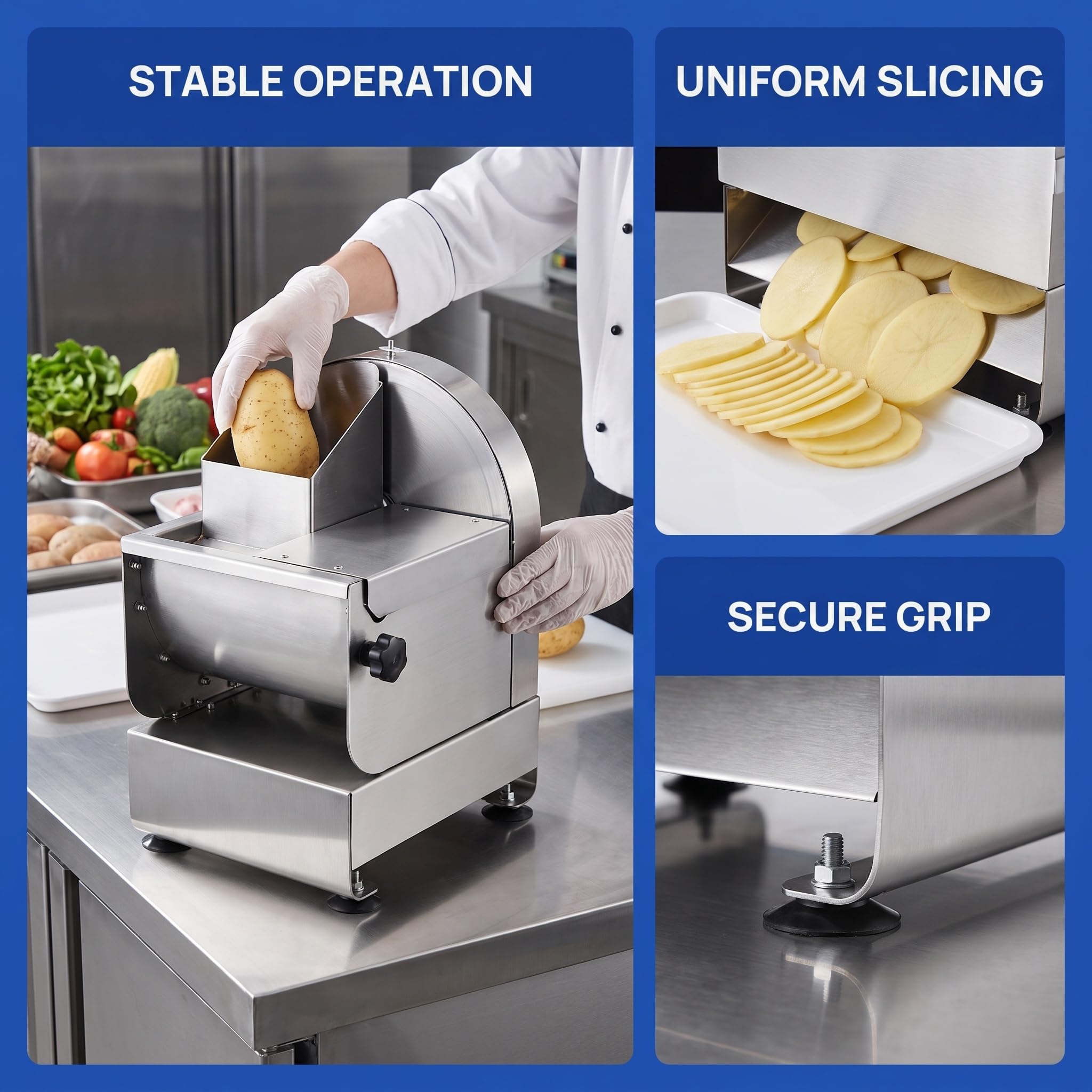 Affettatrice Elettrica per Frutta E Verdura, Affettatrice Professionale per Verdure, Spessore Regolabile da 0,2 A 8 Mm, Affettatrice per Alimenti in Acciaio Inossidabile con Vassoio