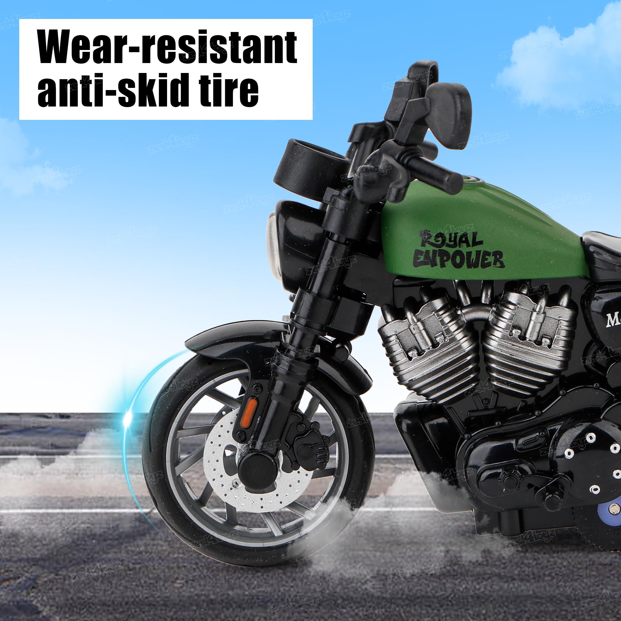 Zest 4 Toyz Die-cast Alloy Motorbikes for Kids 1:14 Scale Alloy Model Bikes Pull Back Toys Suitable for 3+ Years Boys and Girls Multicolor (Pack of 1) - Image 7 thumbnail