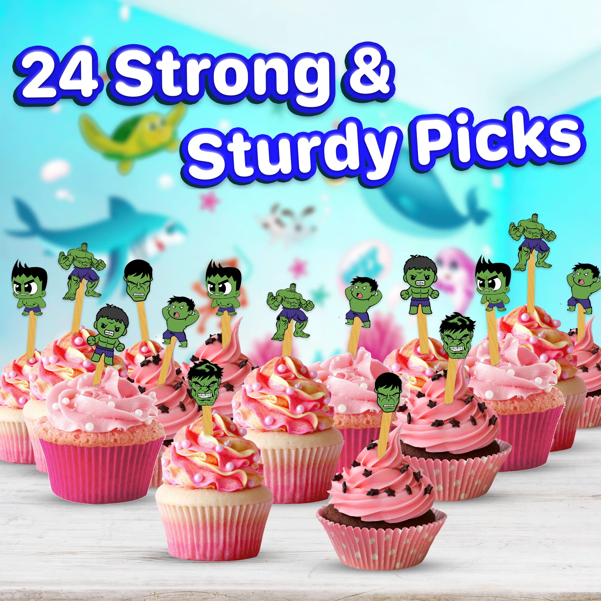 Amazon.co.jp: カップケーキトッパーピック (ハルク) 24個 : Food