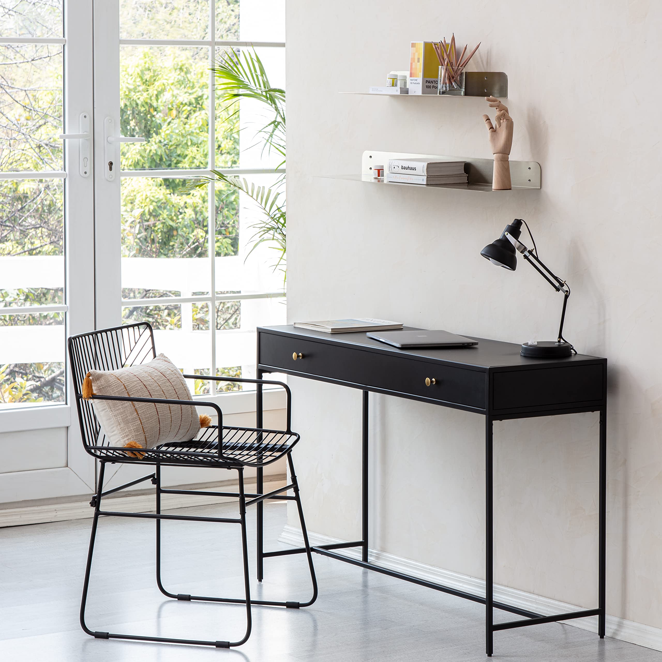 2 Pc. Set 24"x8" and 36"x8" Metal Wall Shelves in Brushed Nickel