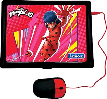 Lexibook, Miraculous Educational Laptop for kids, JC598MIi1LXB | French/English, 124 activities, Learning games and music, Red/Black
