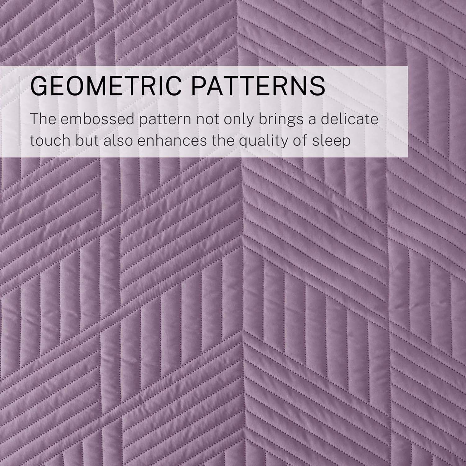 Exclusivo Mezcla Ultrasonic Full Queen Quilt Bedding Set, Lightweight Dusty Lavender Bedspreads Soft Modern Geometric Coverlet Set for All Seasons (1 Quilt and 2 Pillow Shams) - Image 5