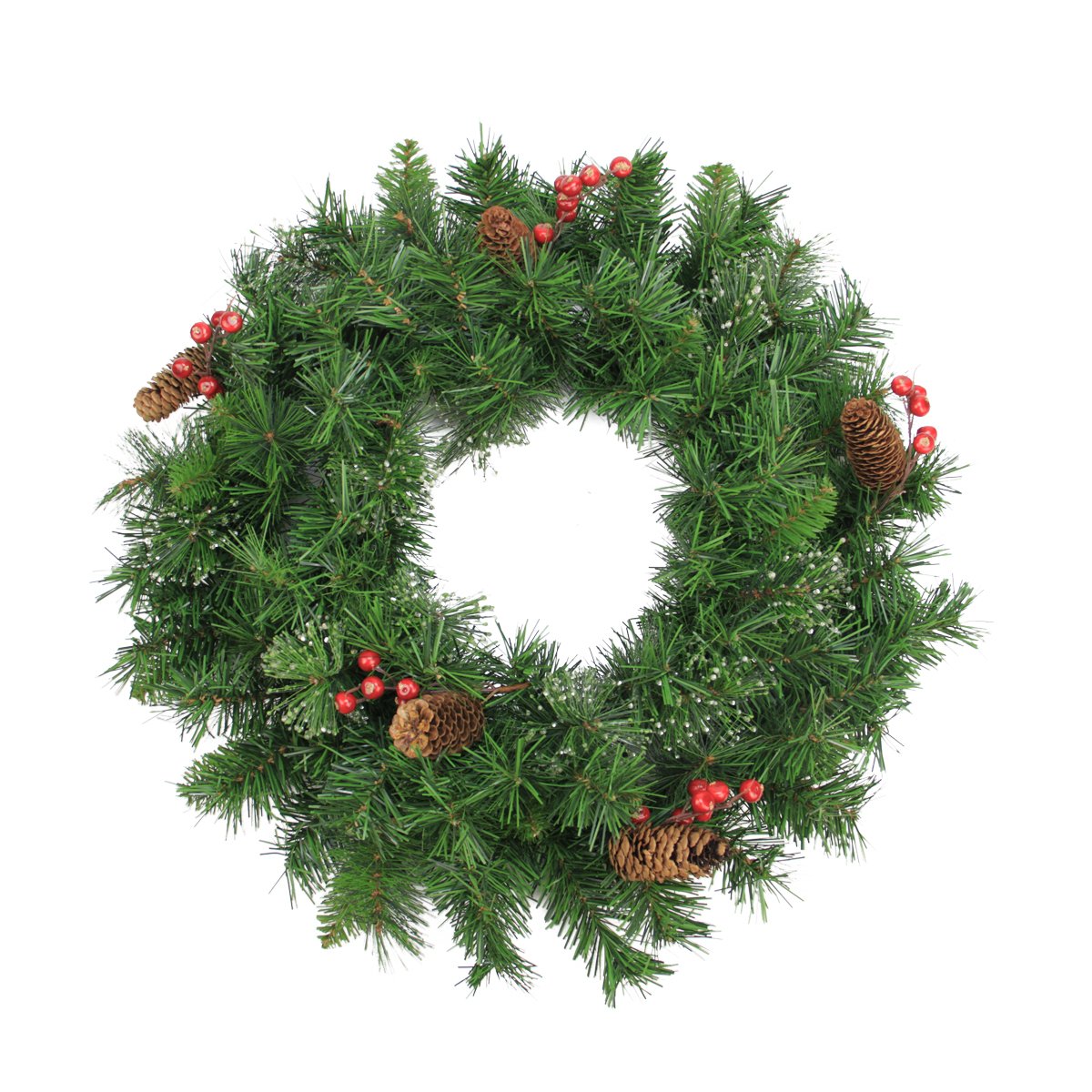 Northlight Iced Mixed Pine, Berries and Pinecones Artificial Christmas Wreath - 24