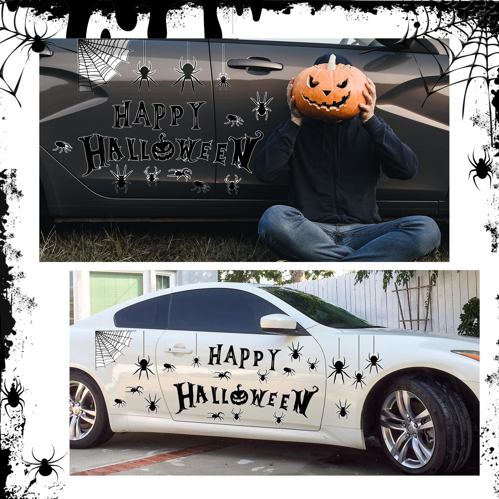 45 Pcs Halloween Spider Garage Door Magnets - Large Outdoor Magnetic Decor Set For Garage, Fridge, Car & Windows