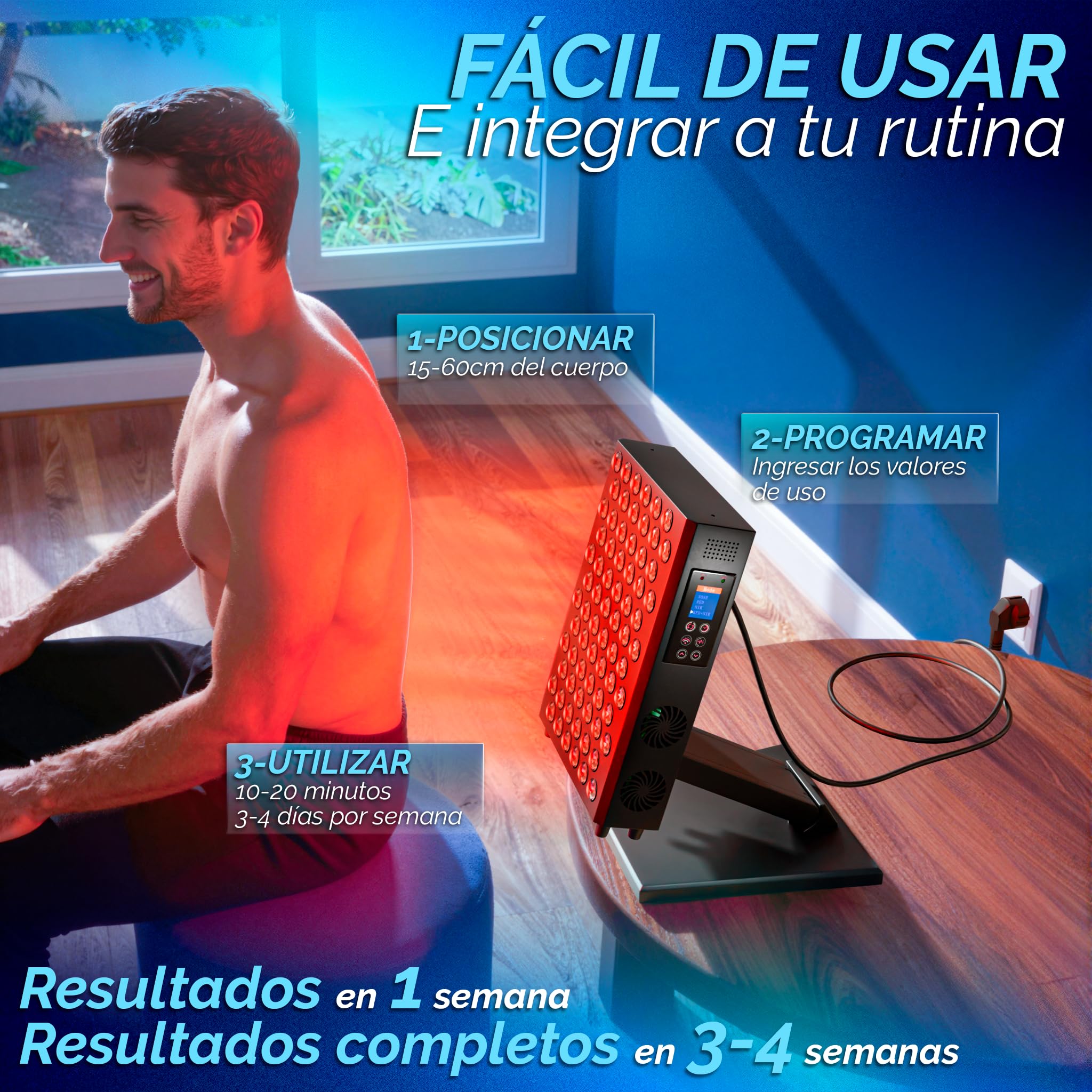 DreamTape® Panel Luz Roja Infrarroja 660nm 850nm - Terapia de Luz LED Profesional con 72 LEDs - Red Light Therapy Panel para Recuperación Muscular, Piel y Bienestar - Lámpara Fotobiomodulación