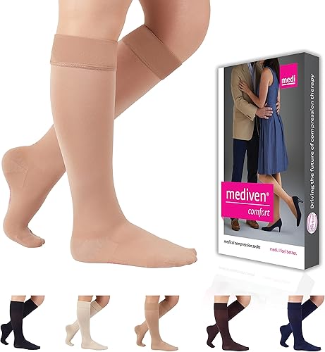 mediven Comodidad para mujer, 30-40 mmHg, pantorrilla alta, punta cerrada, natural, I, estándar, Natural, 3 Petite