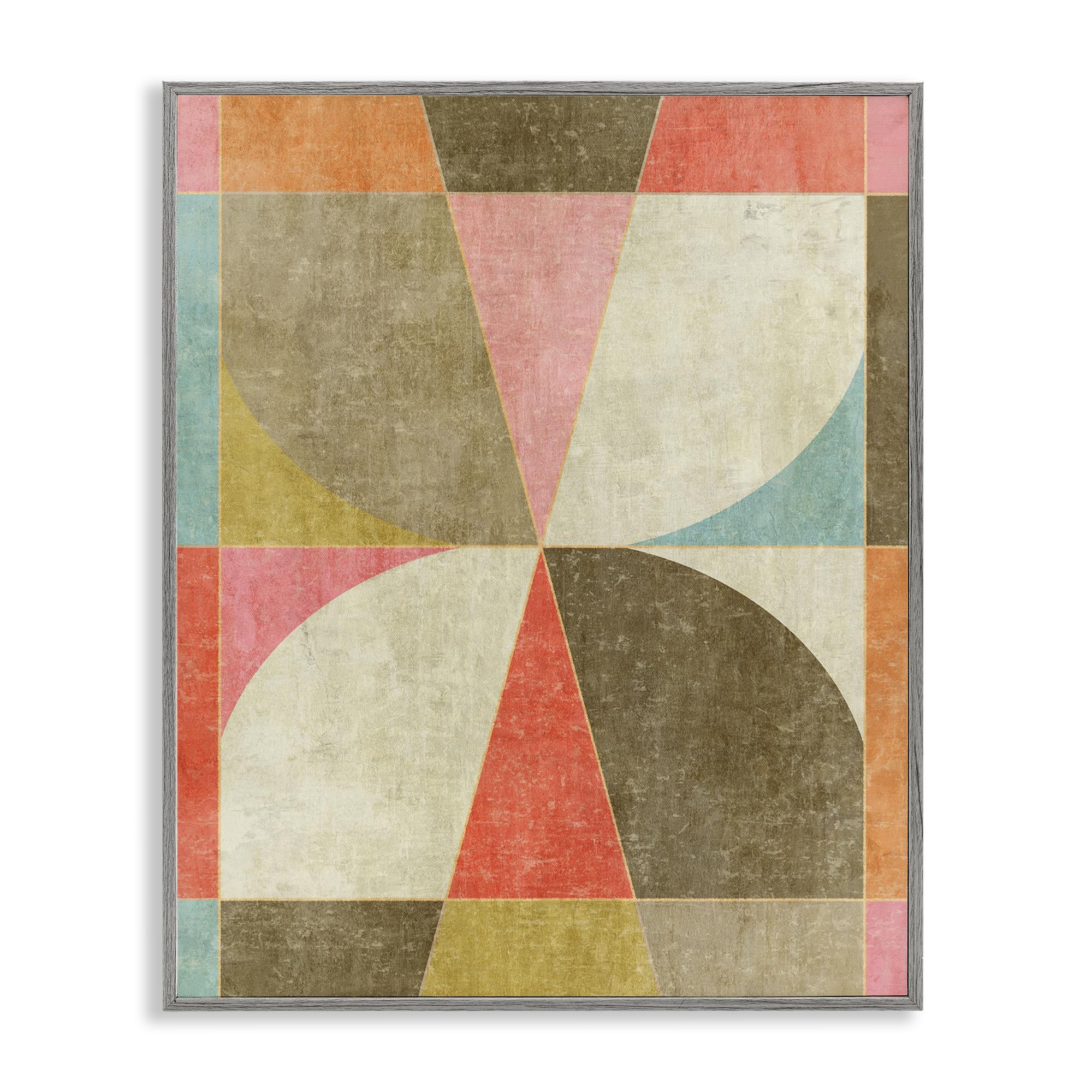 Stupell Industries Farmhouse Gray (Textured) Geometric Pinwheel Abstract Balance, 16 X 20 Inch Framed Giclée Print