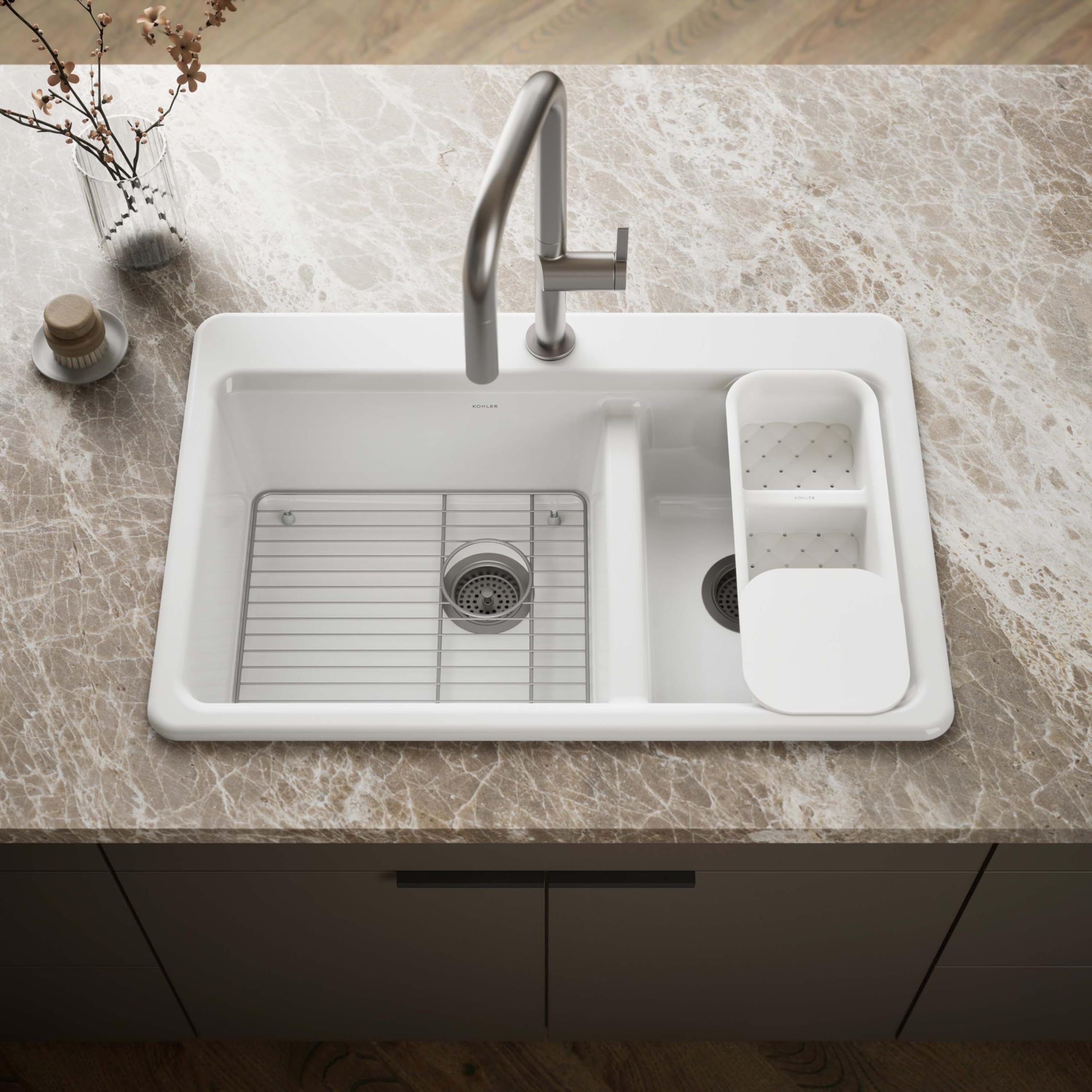 KOHLER Riverby® 33x22 Drop In Kitchen Sink, 9