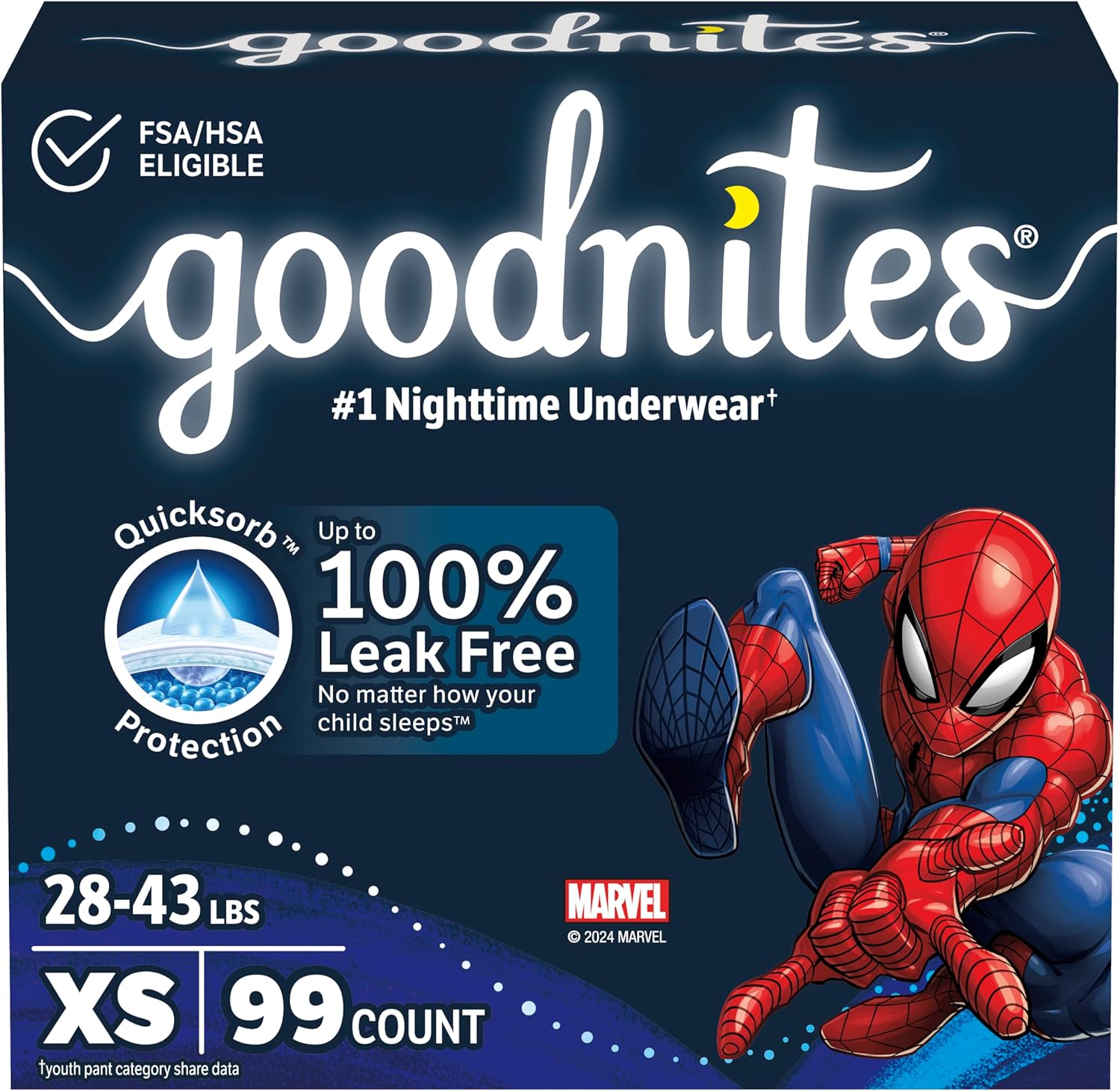 Goodnites Nighttime Bedwetting Underwear, Boys' XS (28-43 lb.), 99 Ct (3 Packs of 33), Packaging May Vary X-Small 99