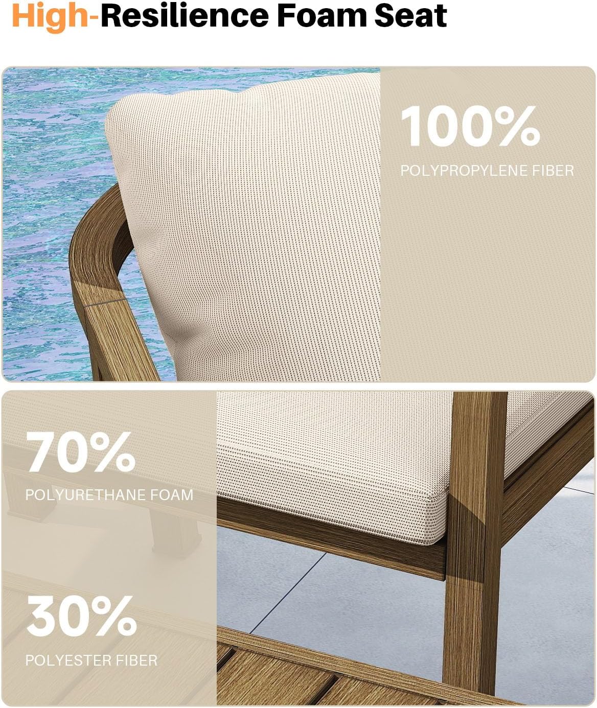 7-Piece Patio Dining Set, Never-Rust Aluminum Outdoor Dining Set for 6, Rectangular Outdoor Table and Chairs Set with Washable Cushions, Patio Furniture Set for Poolside, Deck, Backyard, Teak