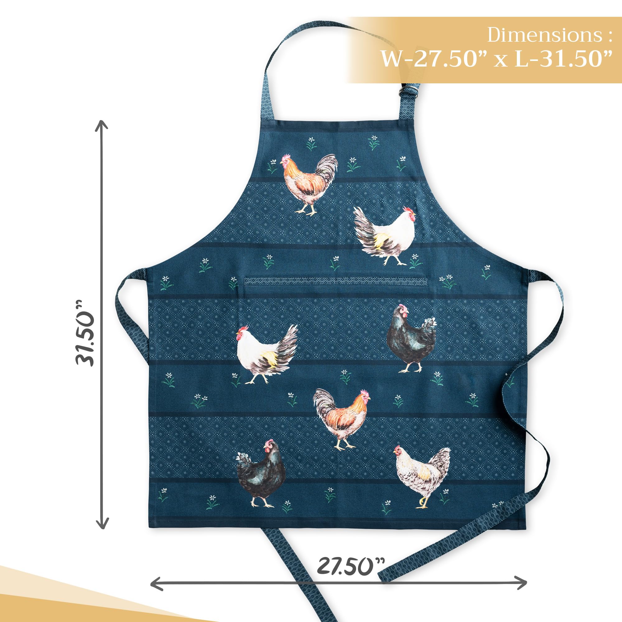 Maison d' Hermine Grembiule, 100% cotone, 1 pezzo, tracolla regolabile, grembiule con tasca centrale e nastri lunghi per donna, uomo, cuoco