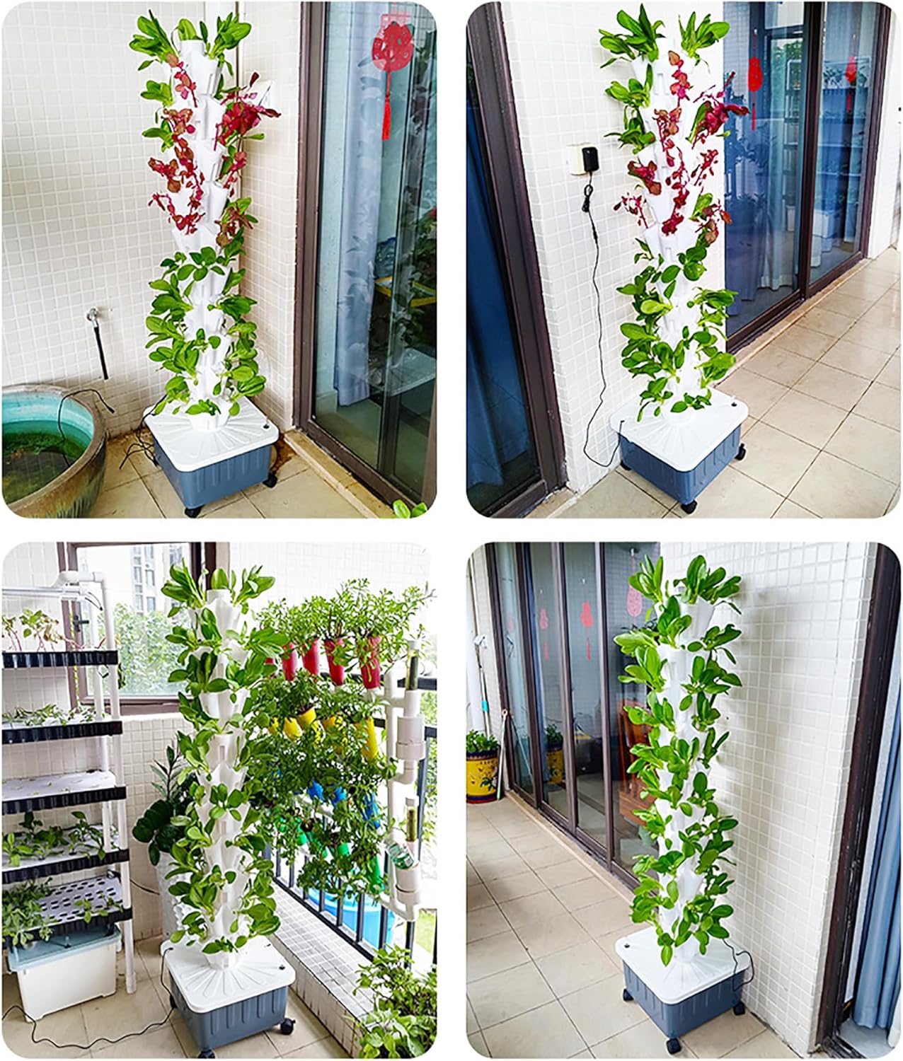 Hydroponics Tower Indoor Growing System, 40/50/60 Plant Vertical Garden Planter, Large Herb Garden Lettuce Tomato Vegetable Outdoor Smart Garden Kit with Pump