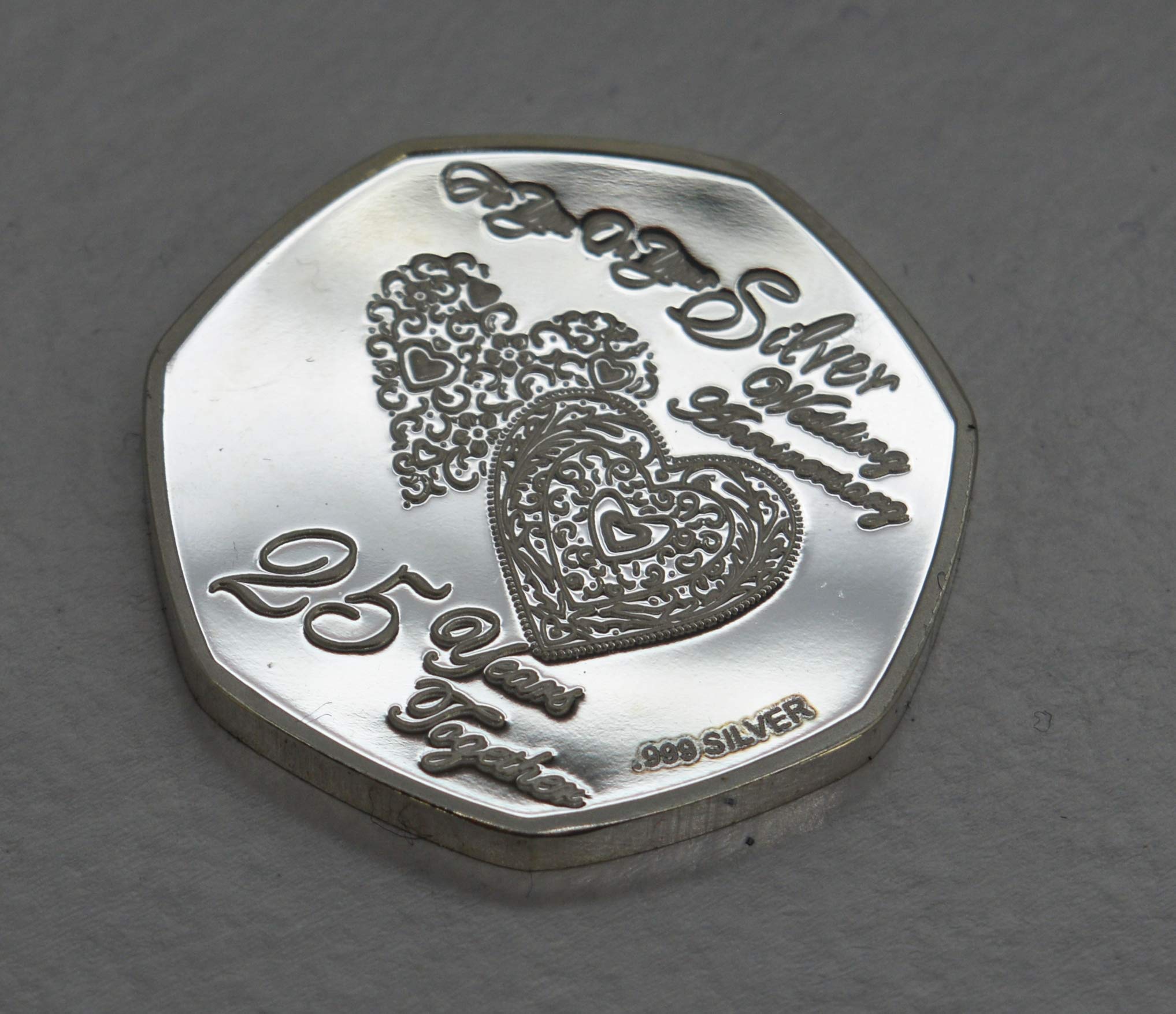 The Commemorative Coin Company Silver 25Th Wedding Anniversary Solid Commemorative In Capsule. Gift/Present. 25 Years Together. 14G Pure .999 Hallmarked