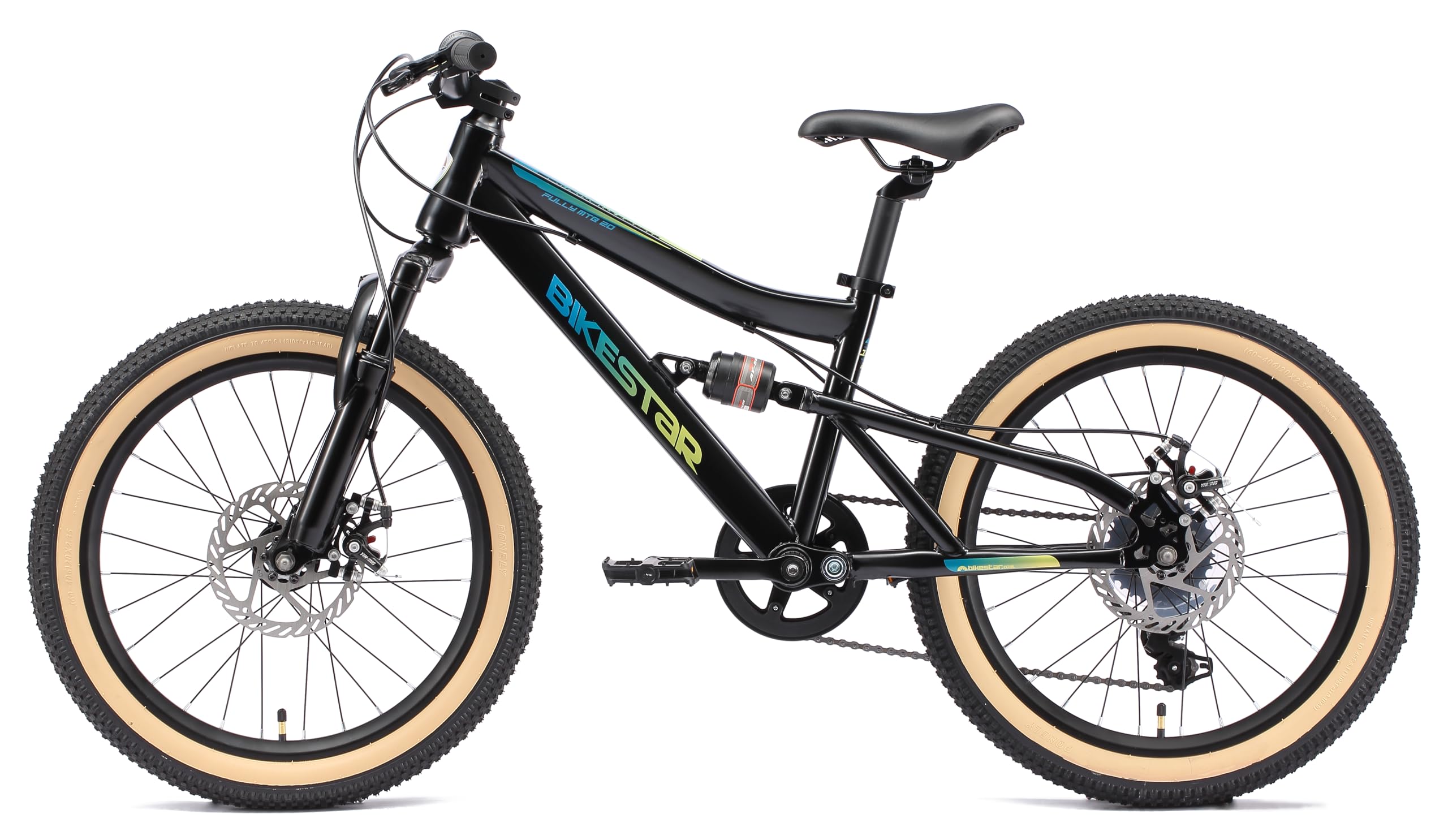 BIKESTAR Kinder Fahrrad Fully Mountainbike 7 Gang Shimano, Scheibenbremse ab 6 Jahre | 20 Zoll Kinderrad MTB | RISIKOFREI TESTEN