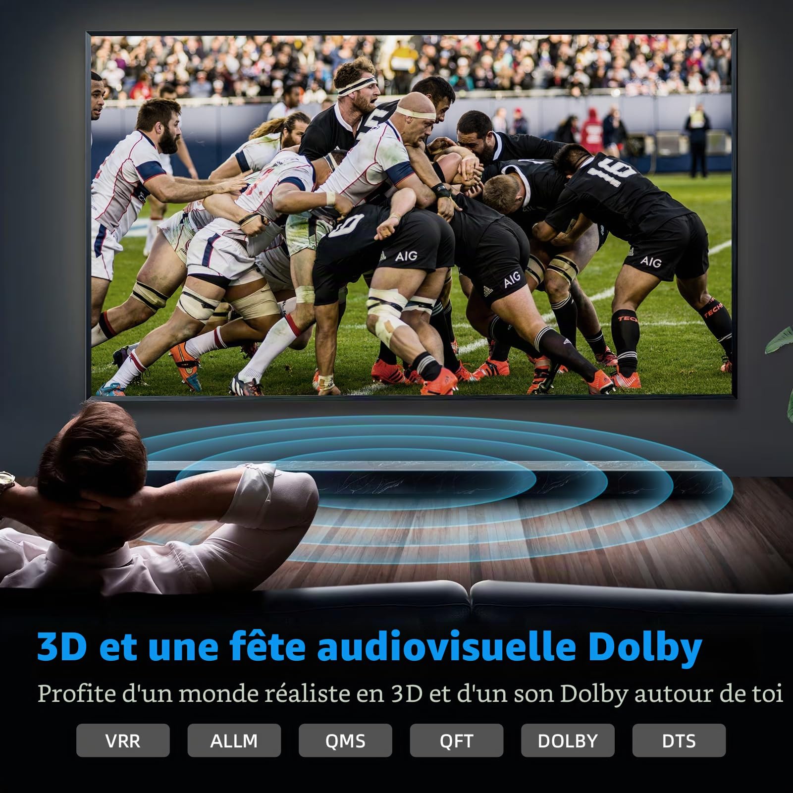 Câble HDMI 2.1 8K 20 m, blindé en acier optique HDMI 2.1 48 Gbps Ultra Haute vitesse, In Wall CL3 Rated, AOC 8K @ 60 Hz, 4K @ 120 Hz/144 Hz Dynamic HDR eARC Dolby HDCP2.2 Compatible avec PS5