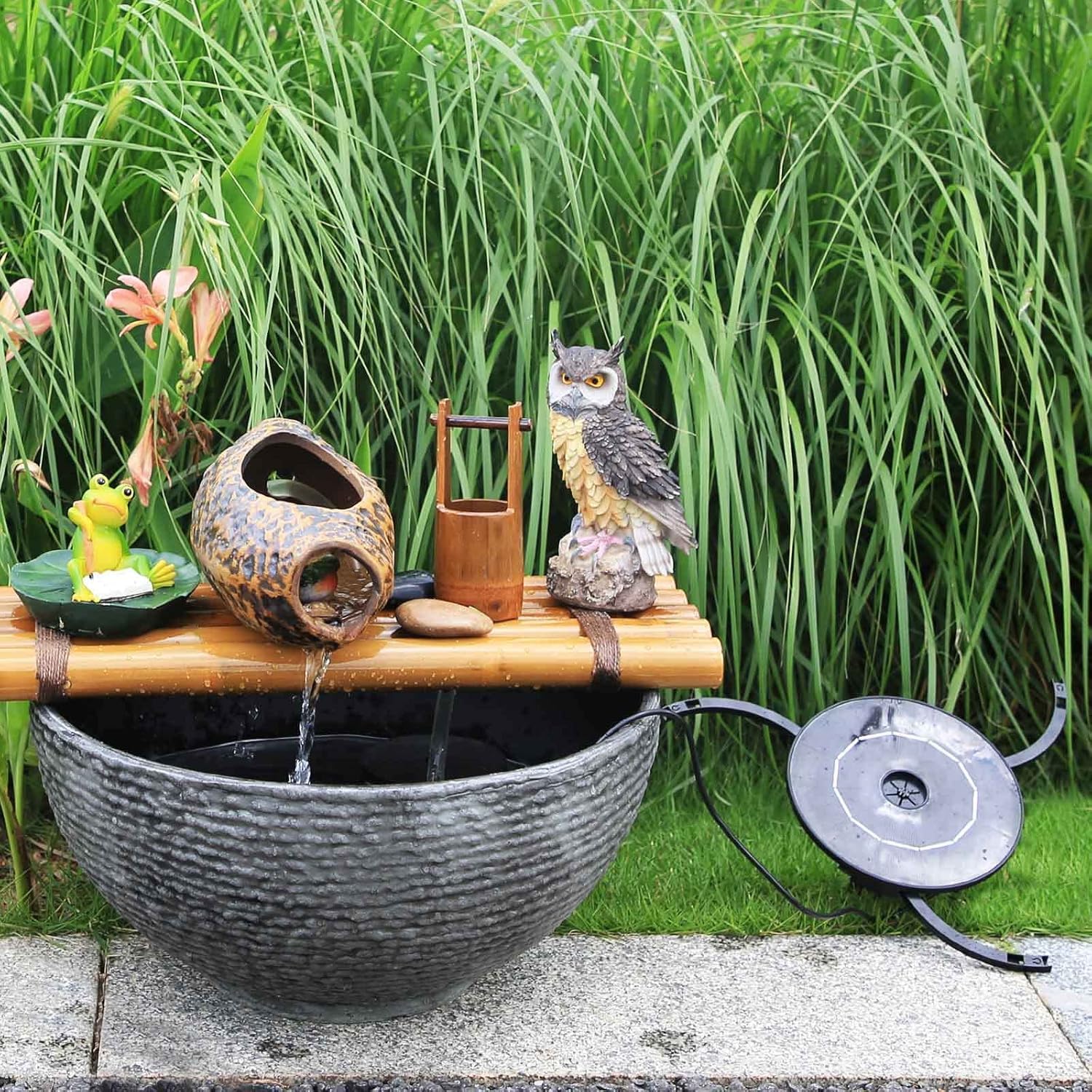 AISITIN Fontana Solare da Giardino Esterno 2,8W Fai da Te con Pannello Rimovibile e Supporto Fisso Pompa ad Energia Solare con 8 Effetti e Prolunga da 3 metri Ideale per Giardino,Stagno,Vasca Uccelli
