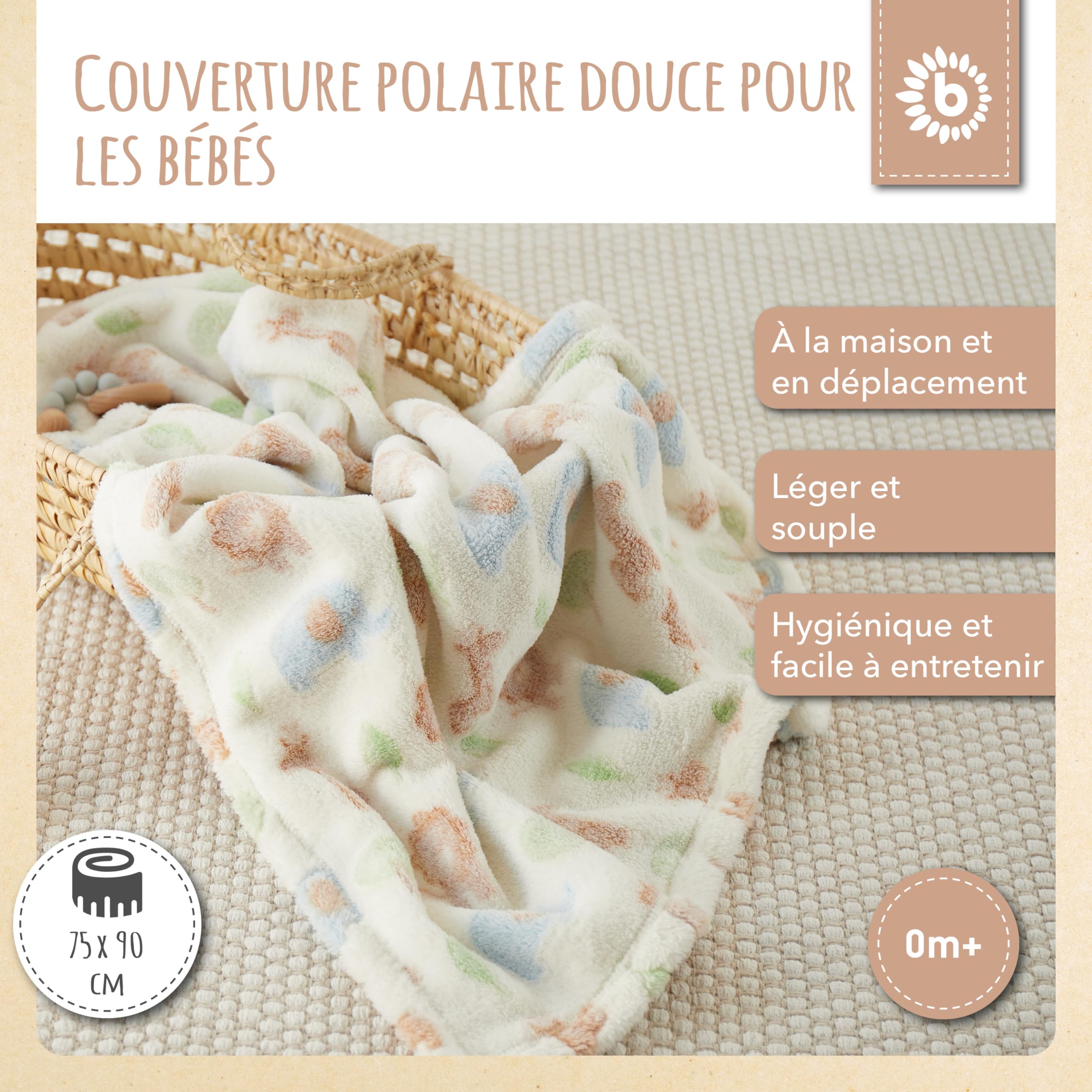 Bieco Couverture avec Motif Zoo Multicolore 75 x 90 cm