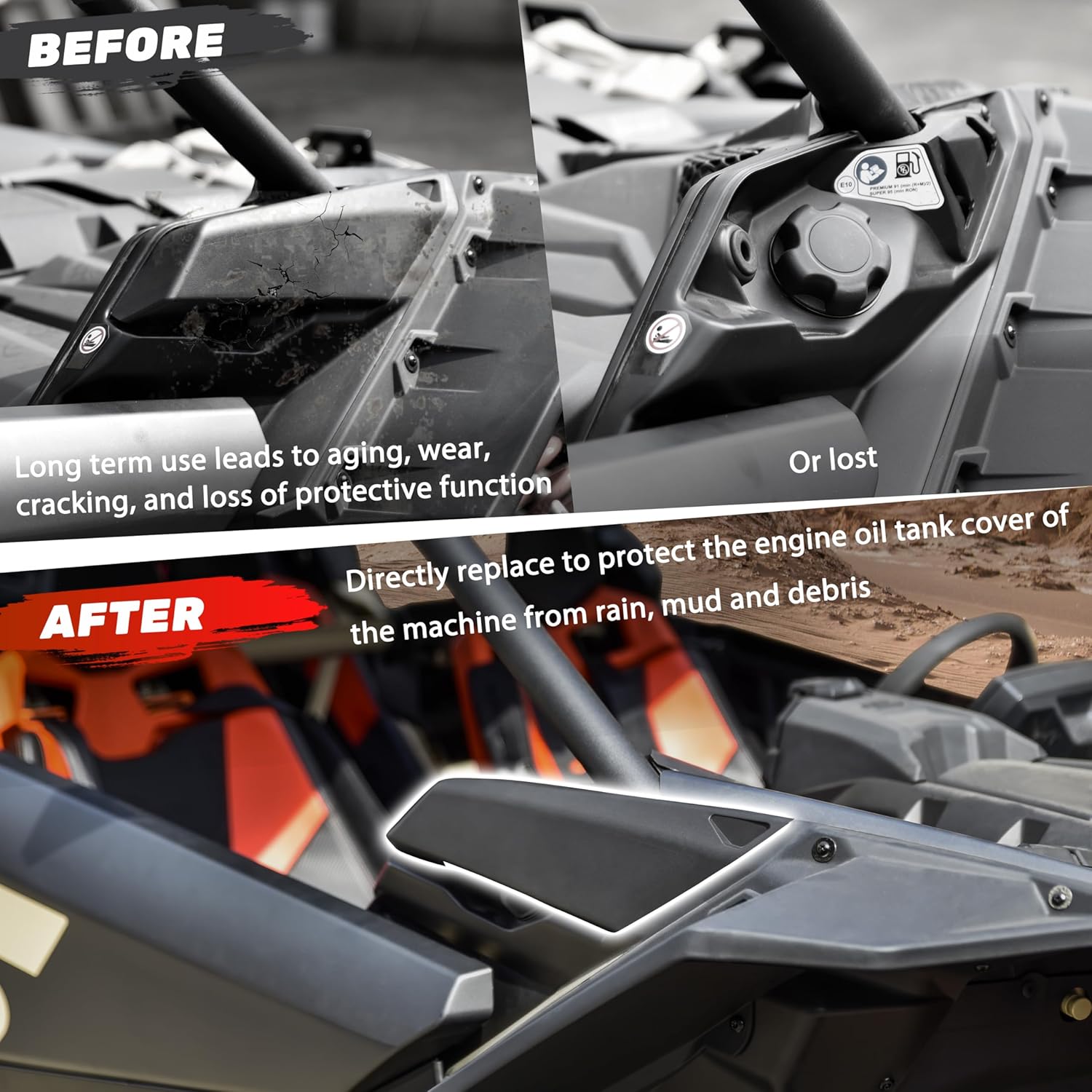 Gas Cap Cover for X3 17-25, Black Right Side Gas Cover Fuel Cap for Can Am Maverick X3 XDS XRS 2017-2025 Accessories (Replace # 705010334, 1PCS)