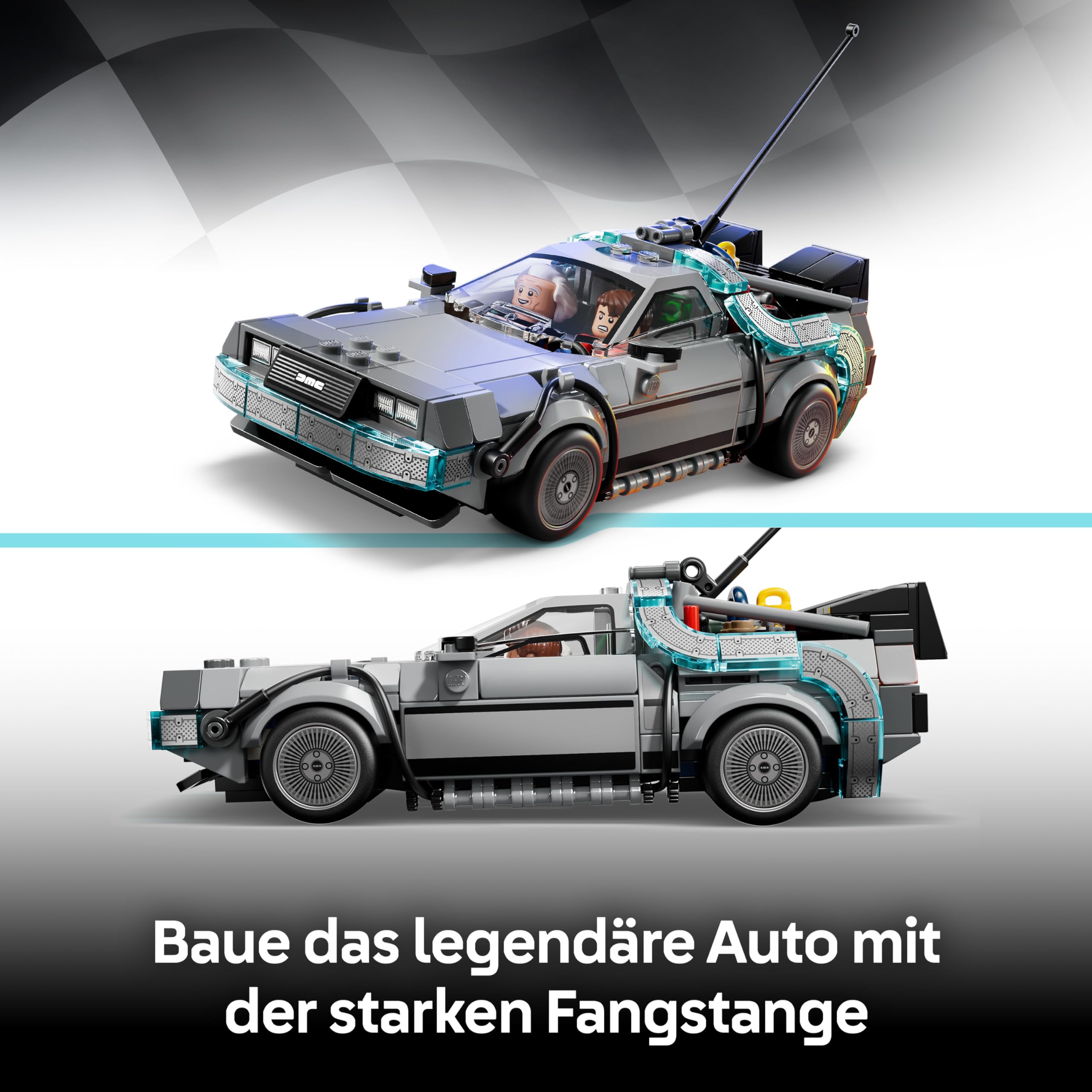 LEGO Speed Champions Zeitmaschine aus Zurück in die Zukunft - Kinder Spielzeug mit Automodell und 2 Minifiguren - Marty McFly und Doc Brown - Kreatives Geschenk für Kinder ab 9 Jahren - 77256