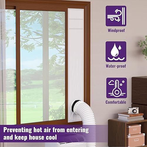 Miniatura 8 de Mxclimate Kit de ventana de aire acondicionado portátil, sello de ventana deslizante con protector de hojas, malla de ventilación de ventilación de