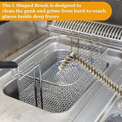 Miniatura 4 de Yaomiao Cepillo de limpieza para freidora en forma de L, 23 pulgadas, limpiador de bobina de freidora de alta temperatura, cepillo de bobina con