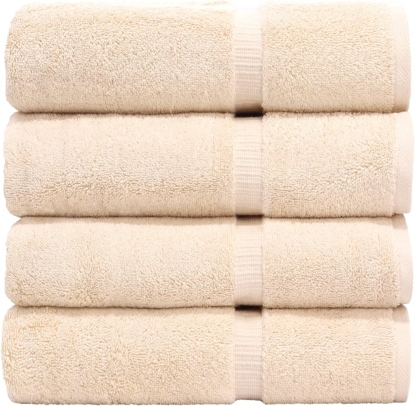 Oversized Beige Turkish Cotton Bath Towel Set