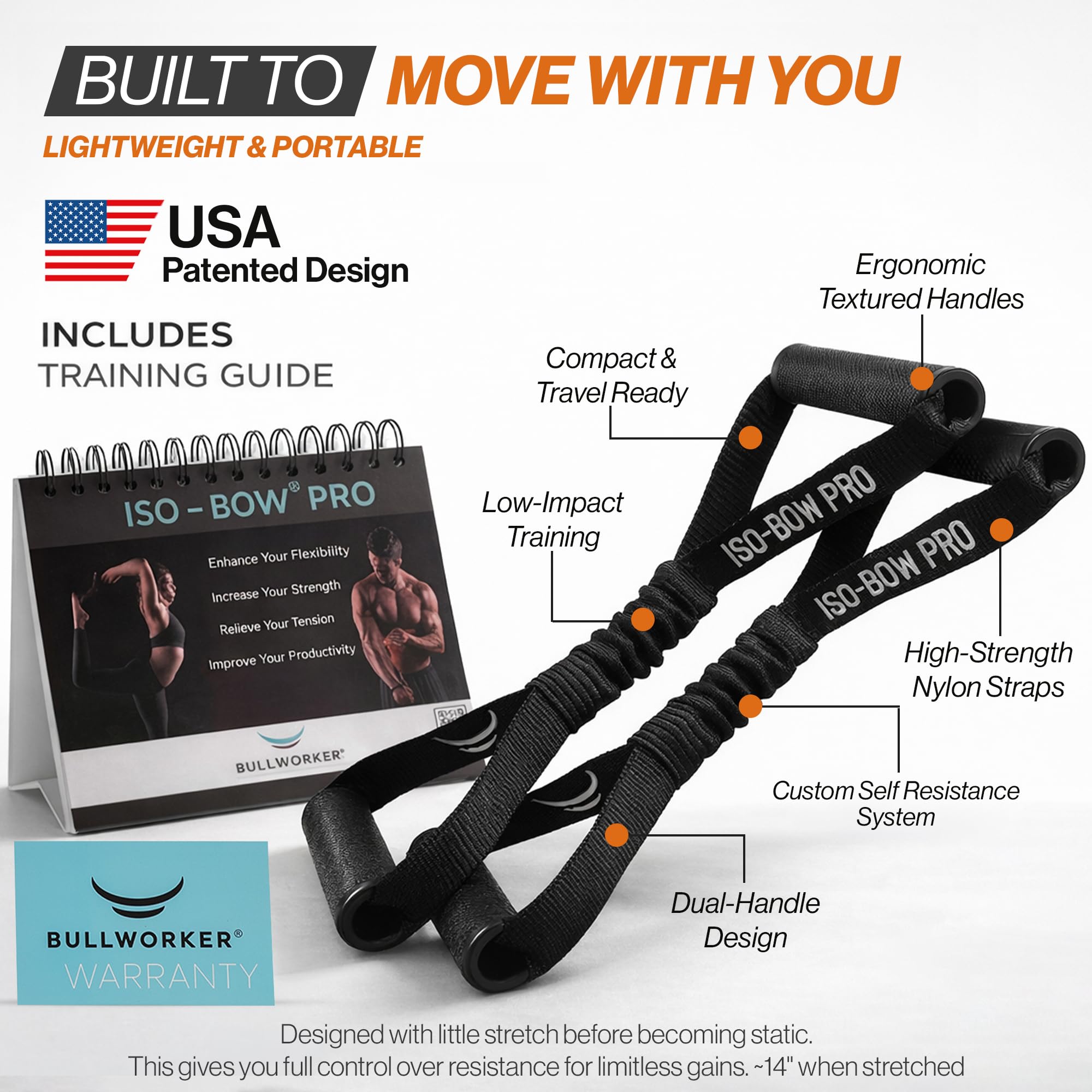 Bullworker Iso-Bow Pro Pair Isometrisches Trainingsgerät – Selbstwiderstands-Stretch-Gurt, Trainingsgerät, tragbare Heim-Fitnessgurte für Yoga, Pilates, Mobilitäts- und Krafttraining