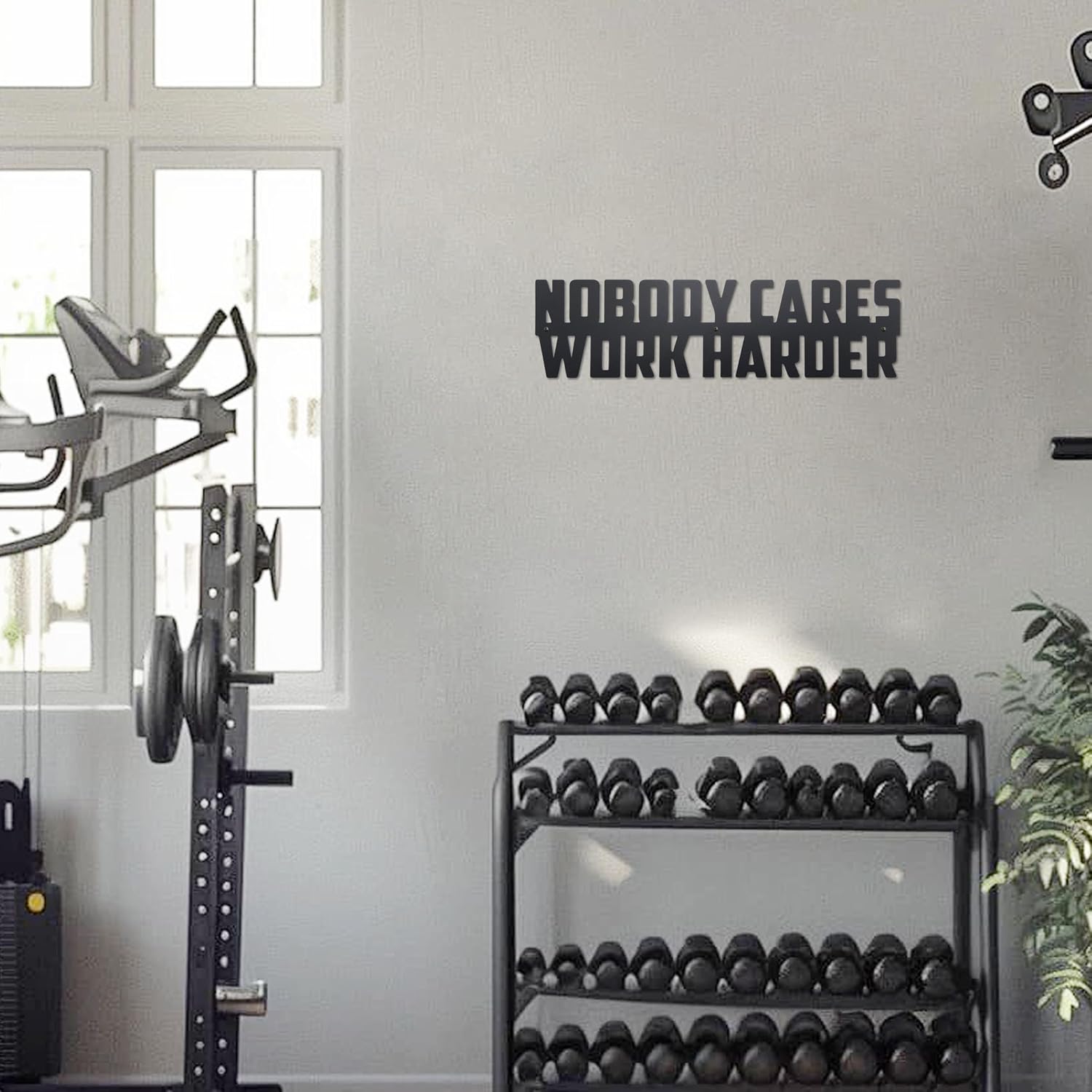 Nobody Cares Work Harder Metal Gym Motivational Wall Art For Home Gym Room Guys Dorm Office Bedroom Man Cave Wall Decor, Ideal Fitness Gifts For Son, Friends, Colleagues image 3