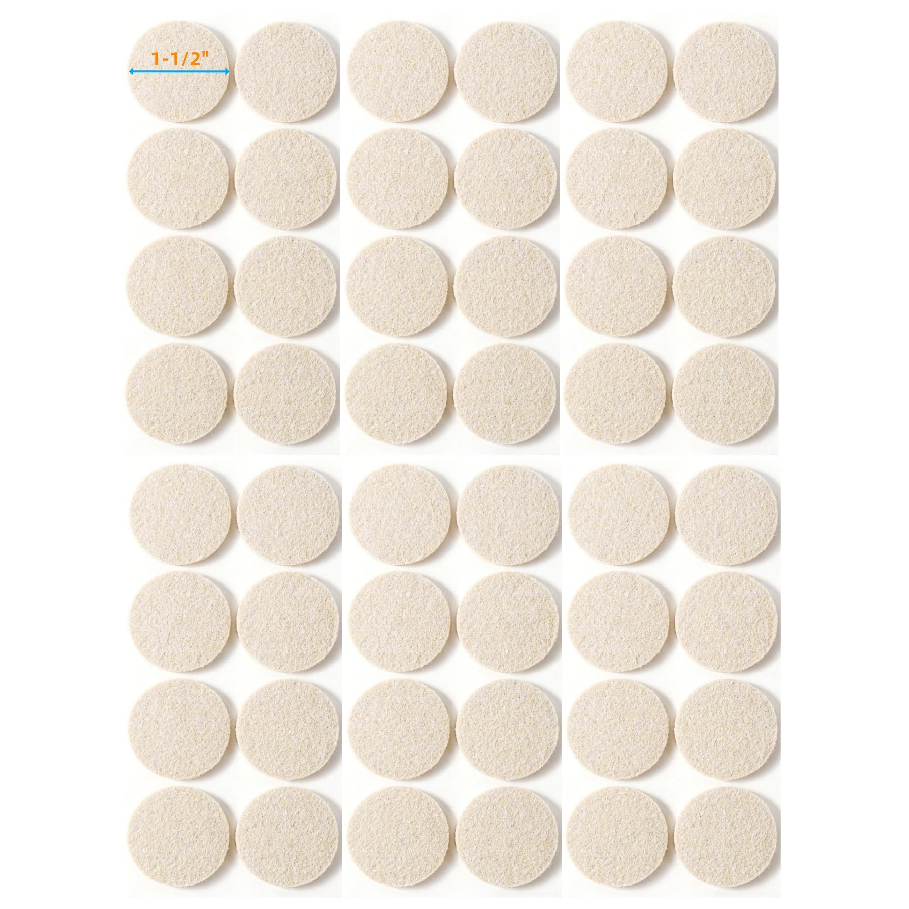 Furnigear Felt Furniture Pads for Hardwood Floors - Self Adhesive Chair Felt Pads, Floor Protector for Furniture Feet, Furniture Sliders Moving Furniture Smoothly - Anti Scratch 48 Pcs 1-1/2" Round