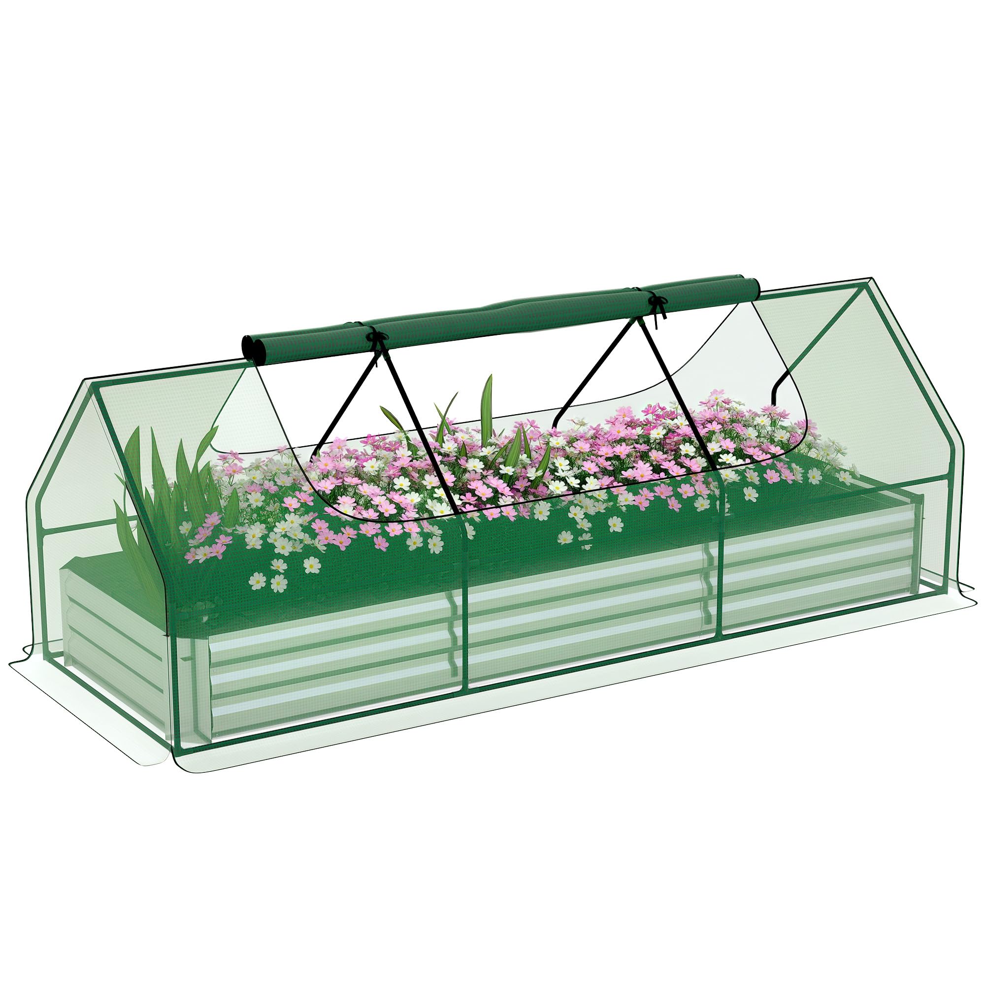 Outsunny Metal Planter Box with Greenhouse Cover