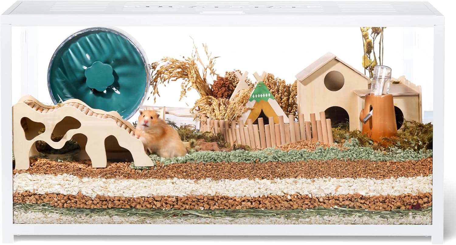 BUCATSTATE Hamster Cage Metal 2.0 - Small Animal Habitats Large Stackable with Top Access Easy Assemble 39.3L*19.7W*20.6H Inches (White, NO Front Window) 39.3" L x 19.7" W x 20.6" H White(NO Front Window)